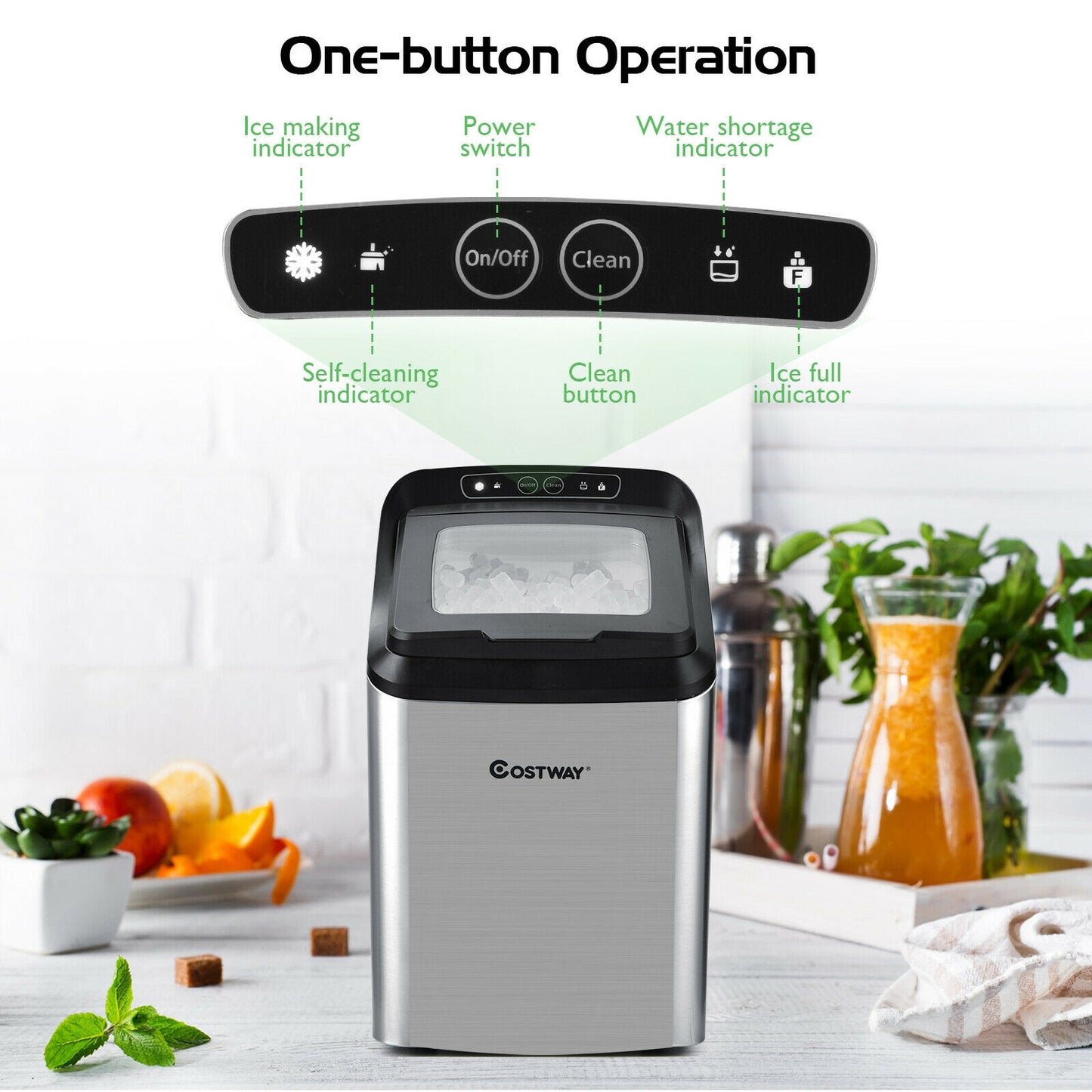 Ice Making Machine with 29 Pounds Pebble Ice per Day-Silver Kids Crystal