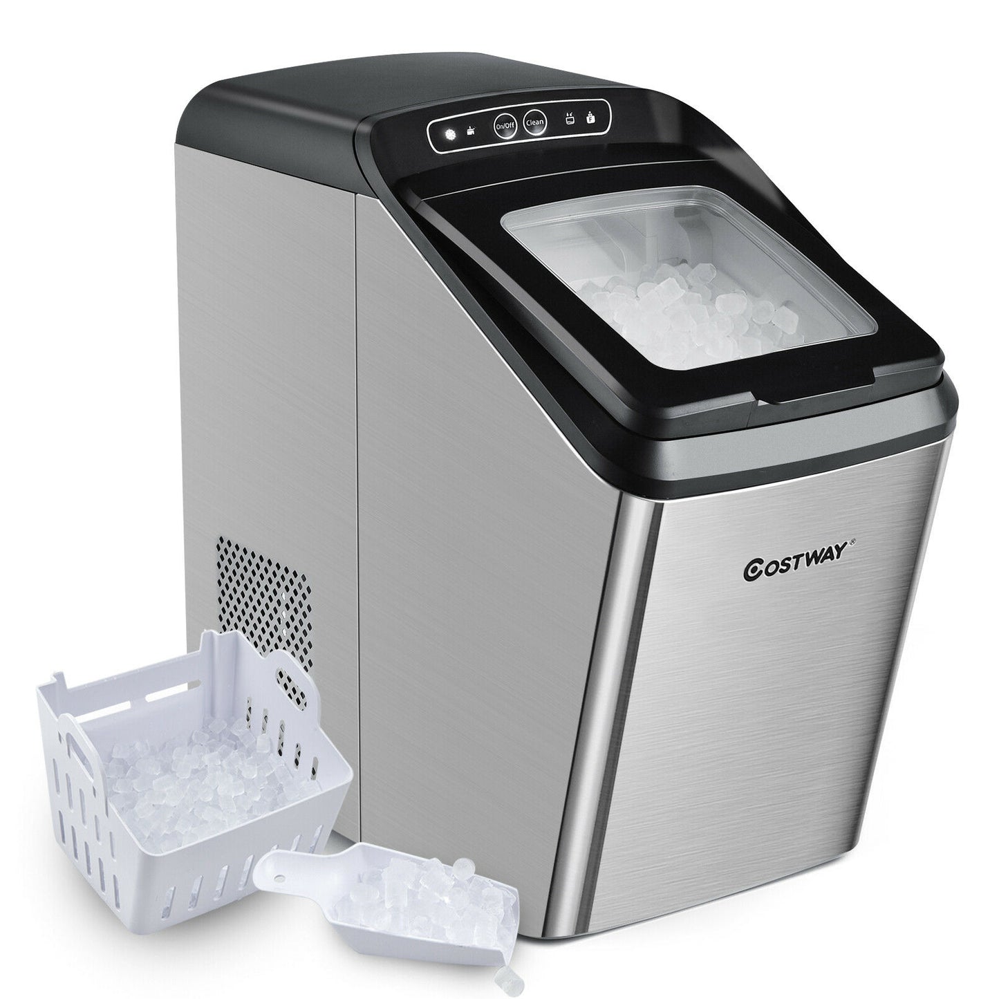 Ice Making Machine with 29 Pounds Pebble Ice per Day-Silver Kids Crystal