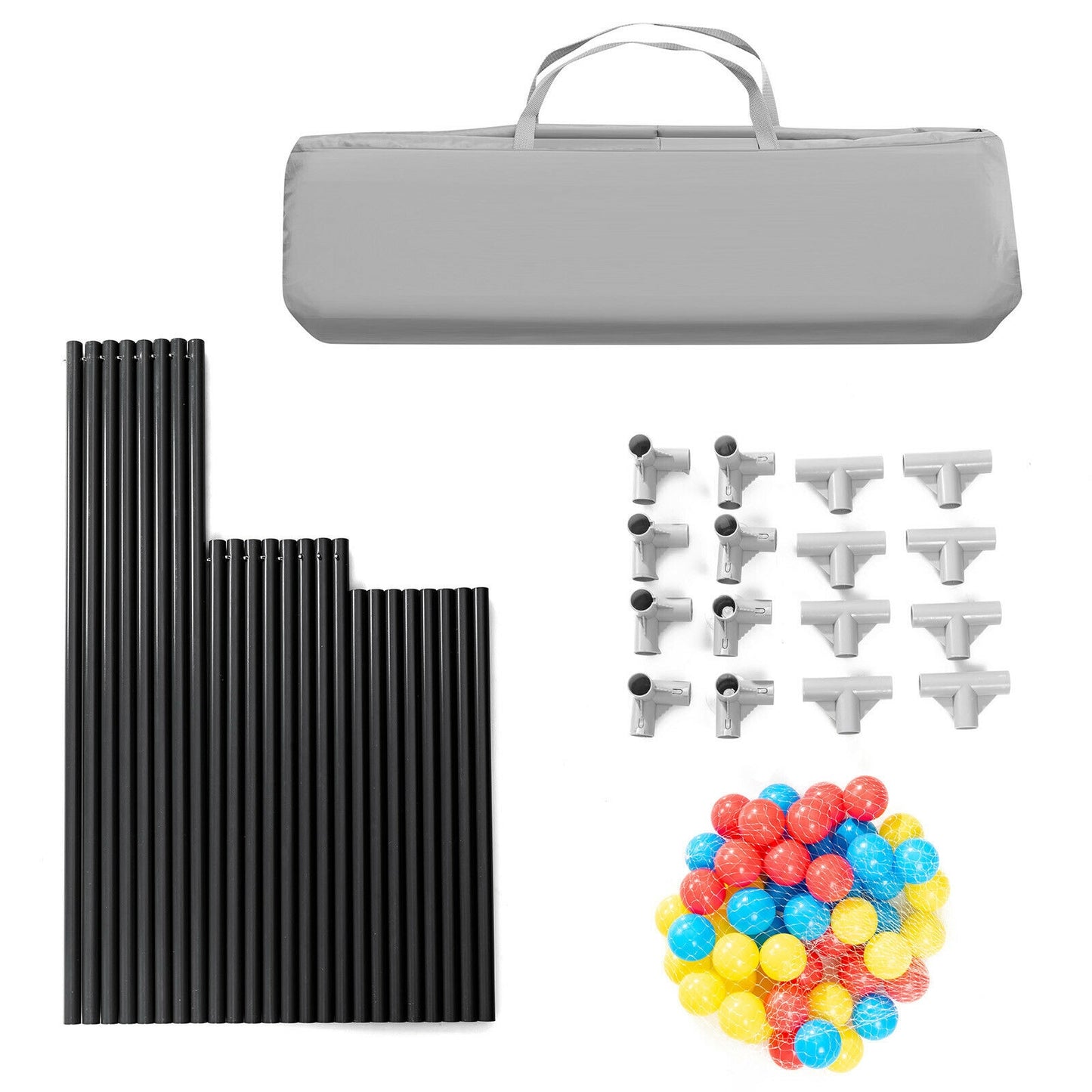 Extra-Large Safety Baby Fence with 50 Ocean Balls-Gray Kids Crystal