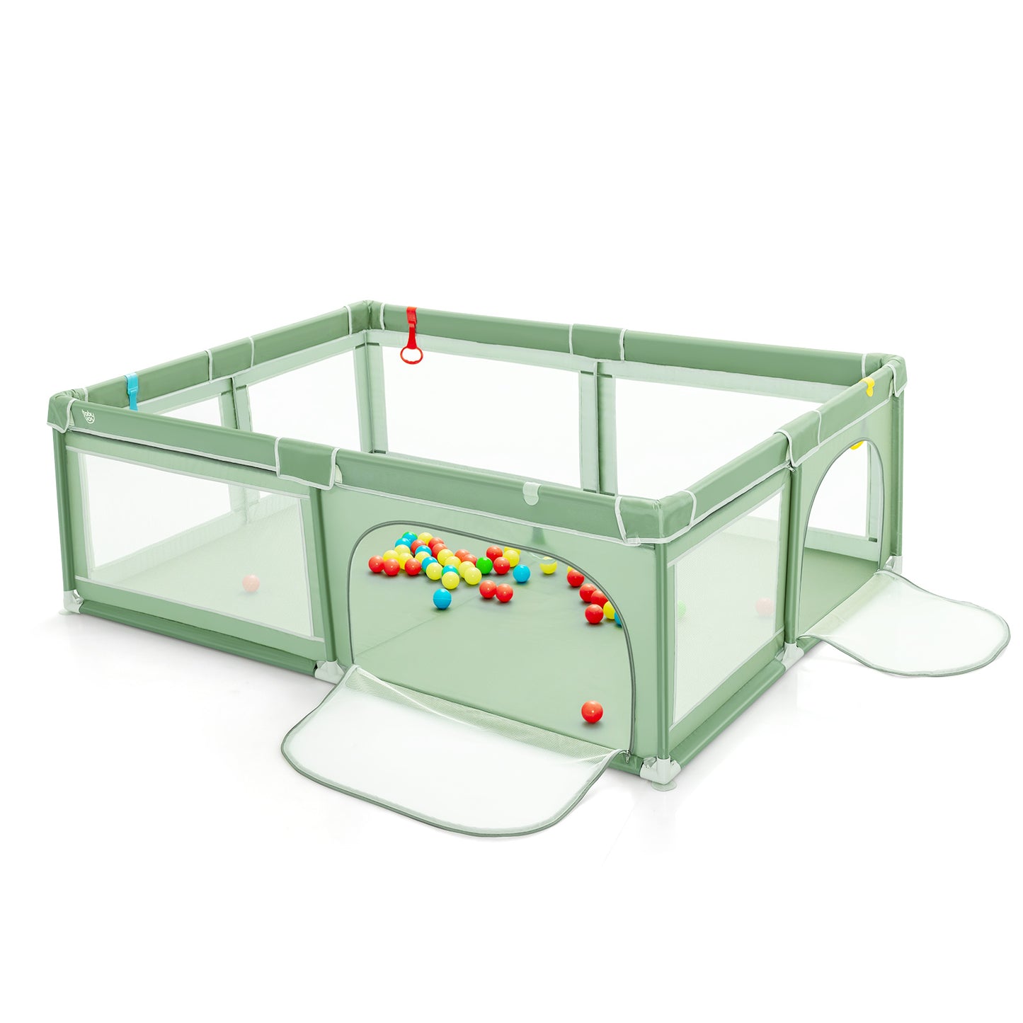 Extra-Large Safety Baby Fence with 50 Ocean Balls-Green Kids Crystal