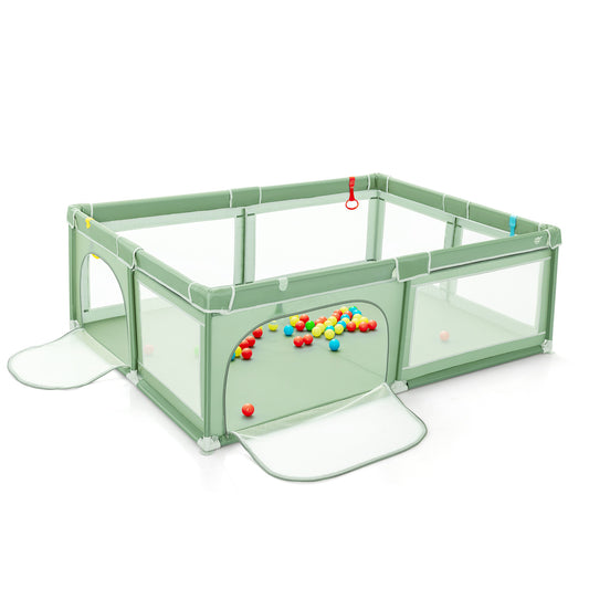Extra-Large Safety Baby Fence with 50 Ocean Balls-Green Kids Crystal