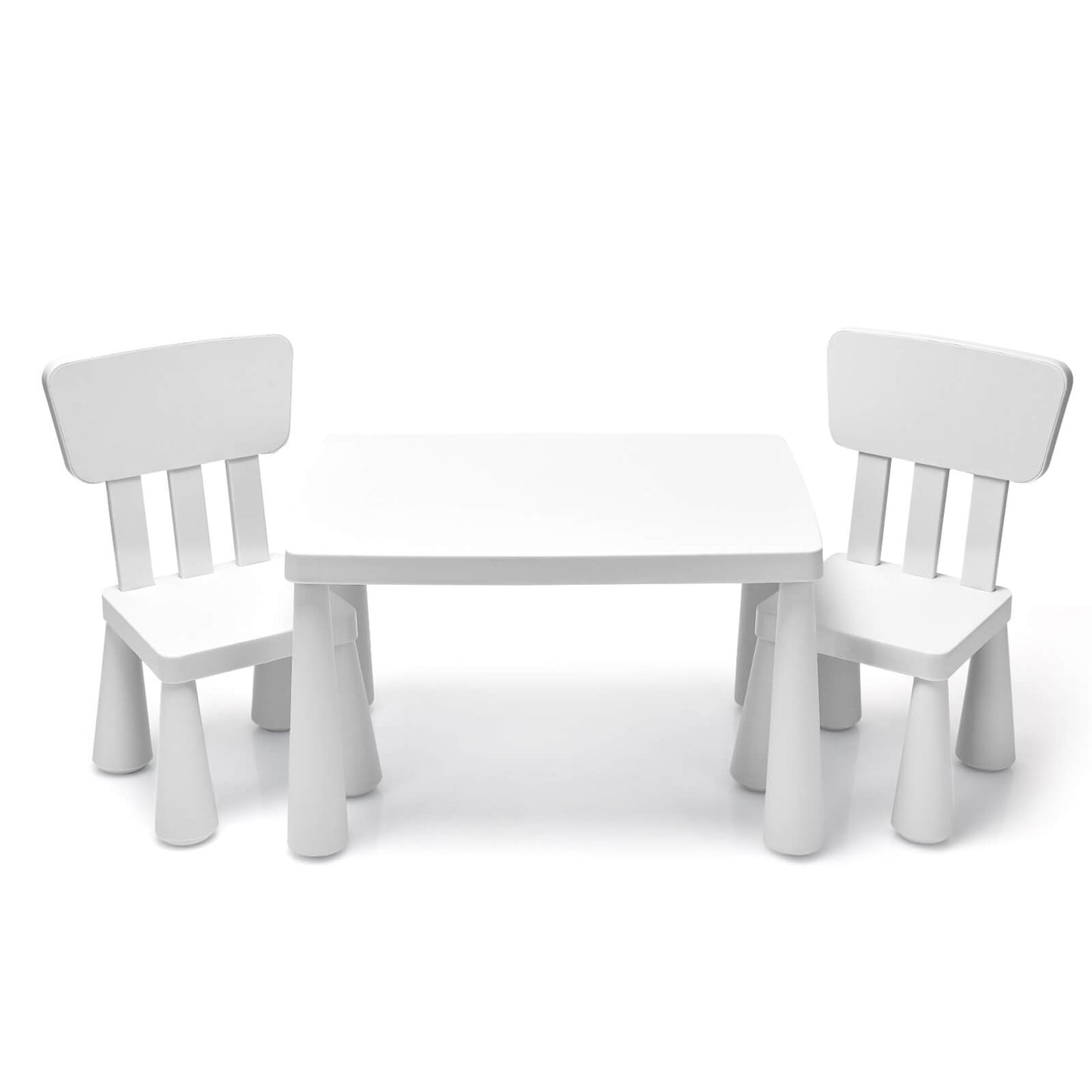 3 Pieces Toddler Multi Activity Play Dining Study Kids Table and Chair Set-White Kids Crystal