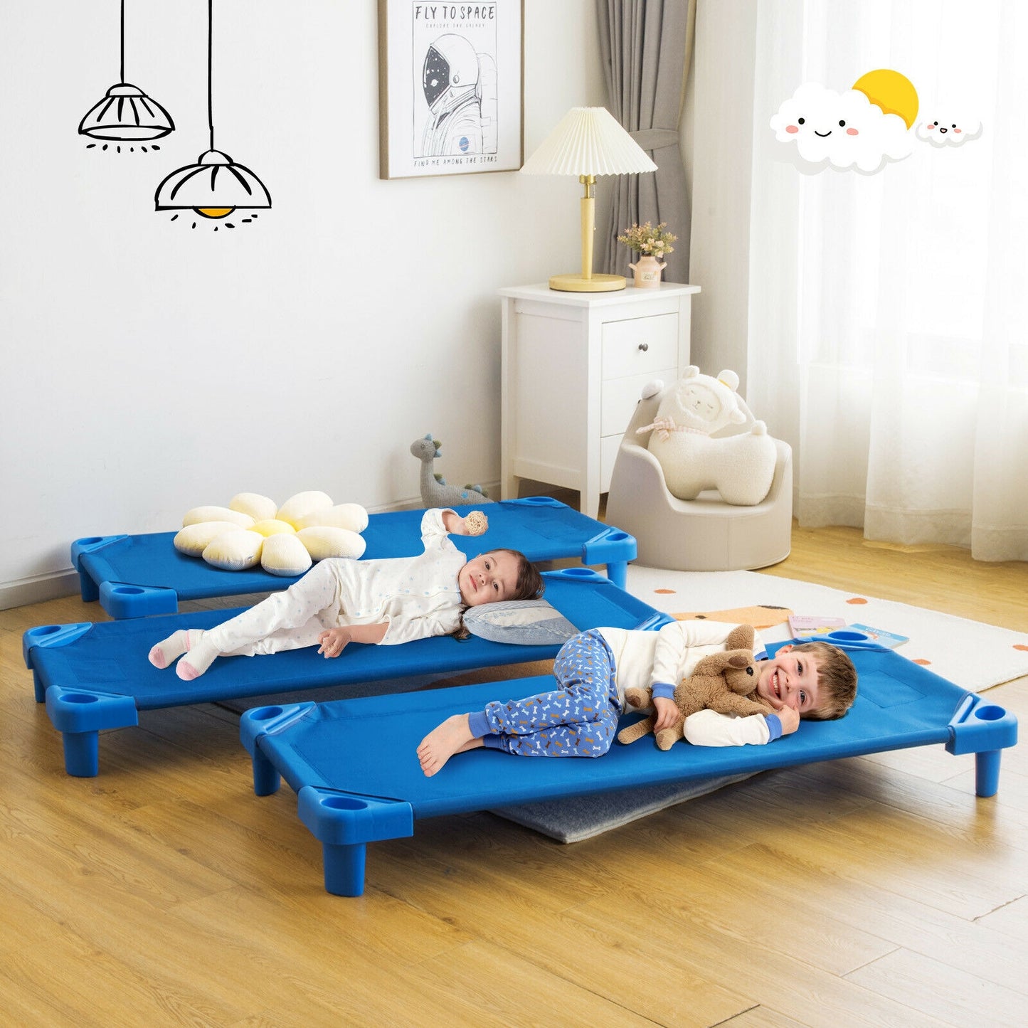 52 Inch x 23 Inch Pack of 6 Kids Stackable Daycare Rest Mat Kids Crystal