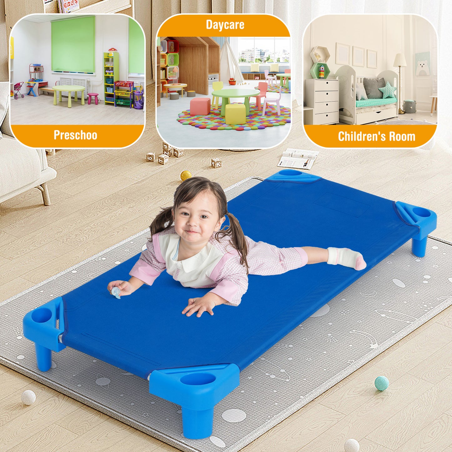 52 Inch x 23 Inch Pack of 6 Kids Stackable Daycare Rest Mat Kids Crystal