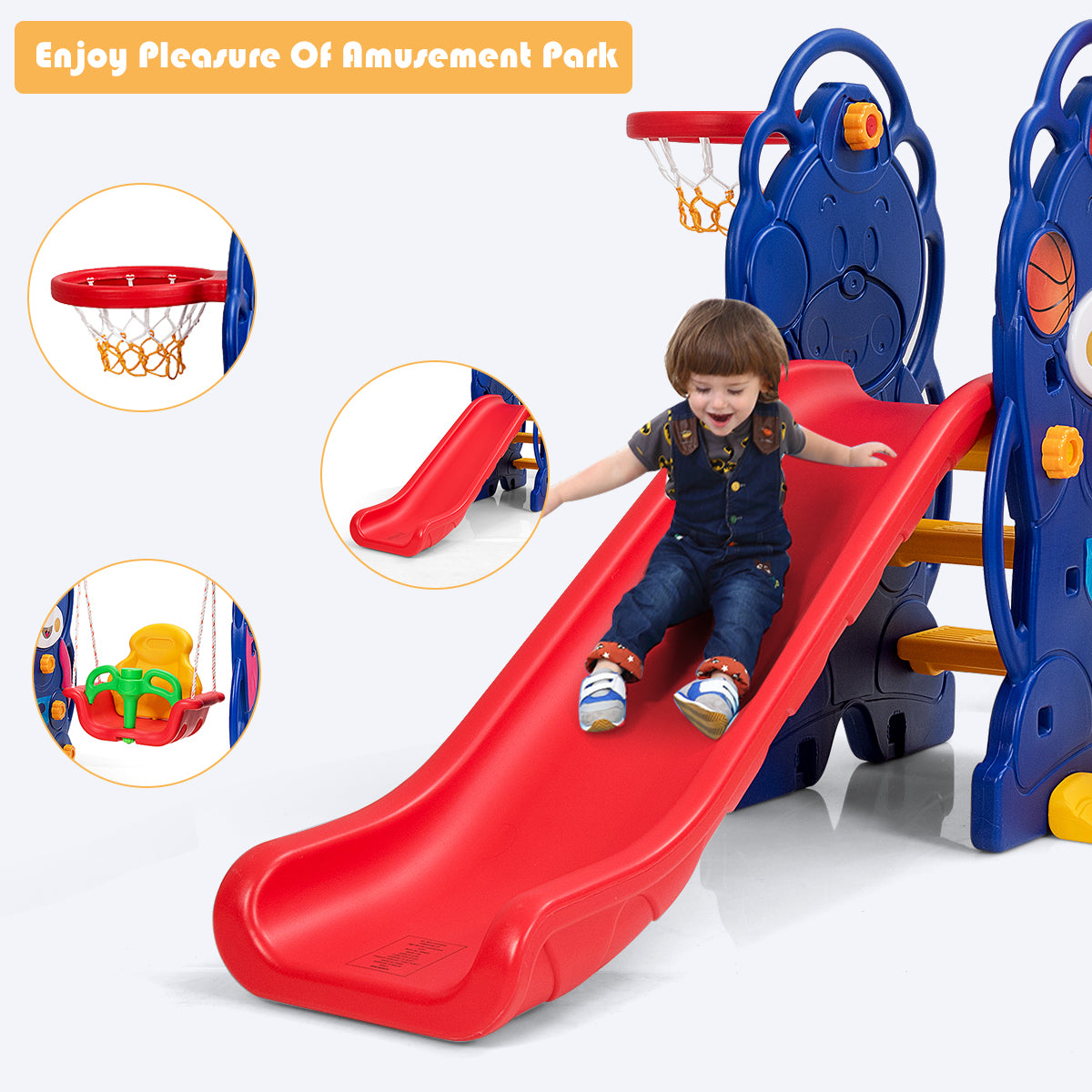 3-in-1 Toddler Climber and Swing Playset Kids Crystal