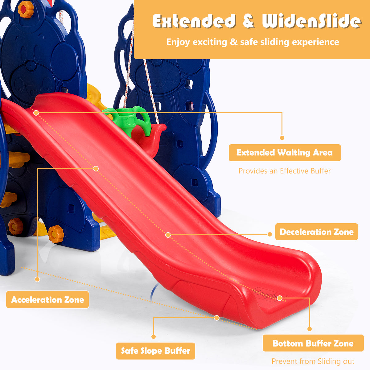 3-in-1 Toddler Climber and Swing Playset Kids Crystal