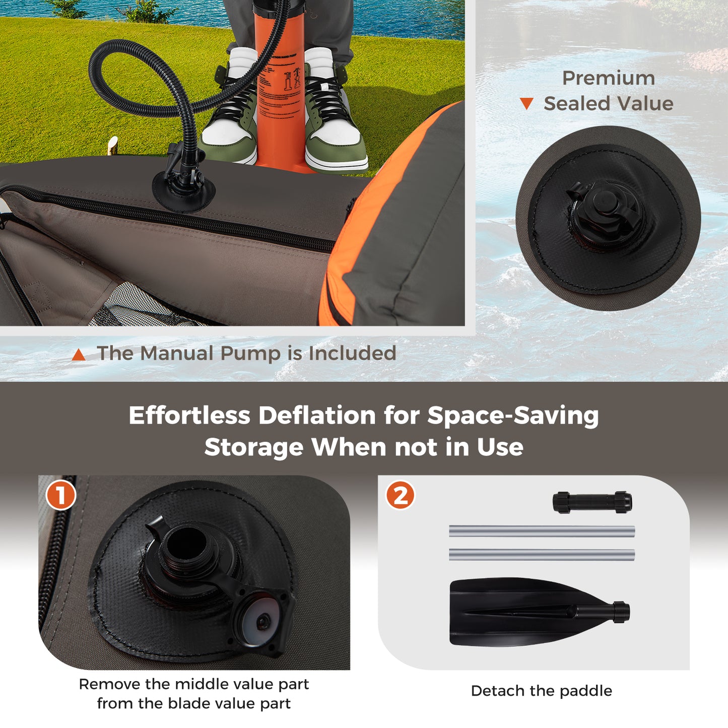 Inflatable Fishing Float Tube with Fish Ruler and Pump Storage Pockets-Gray Kids Crystal
