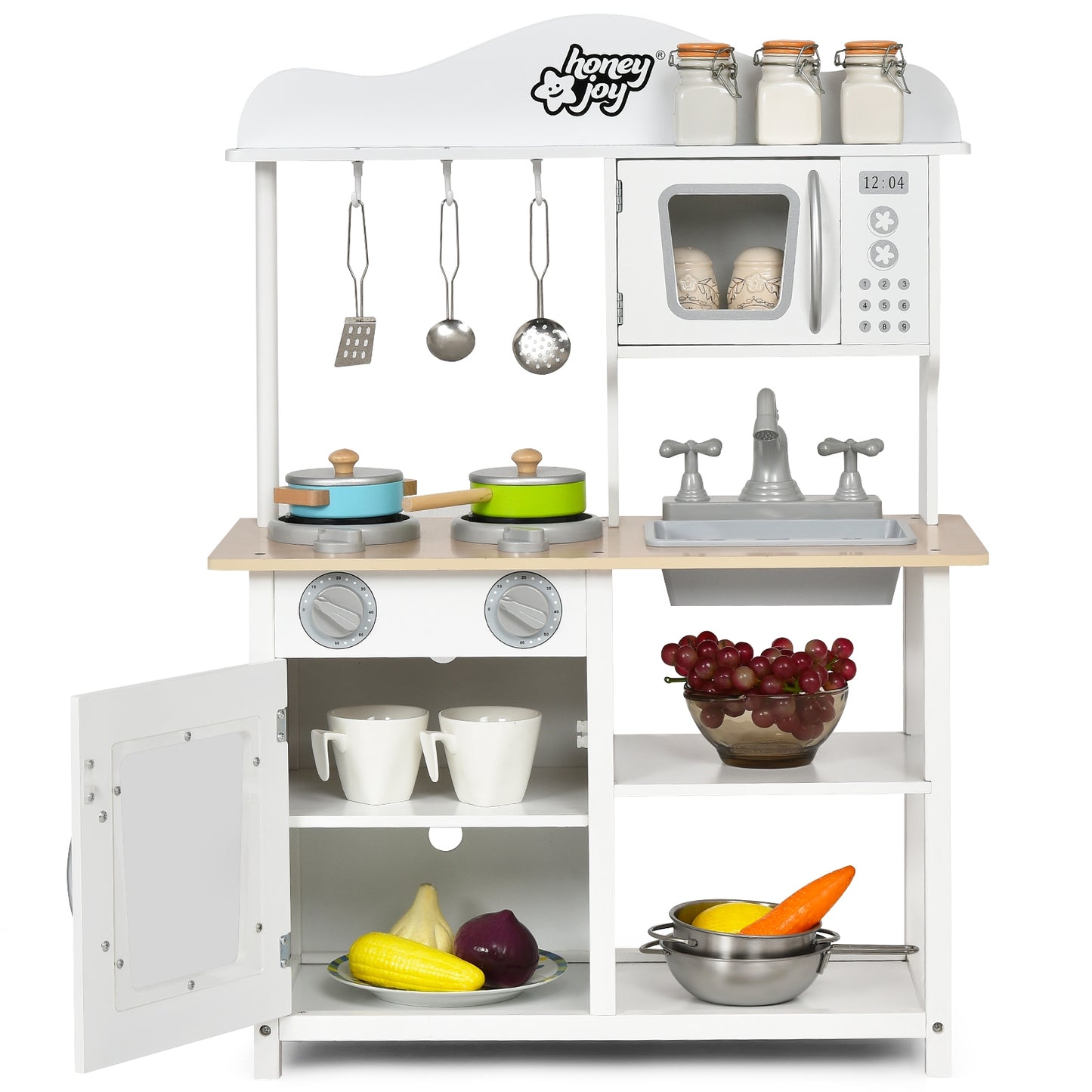 Wooden Pretend Play Kitchen Set for Kids with Accessories and Sink Kids Crystal