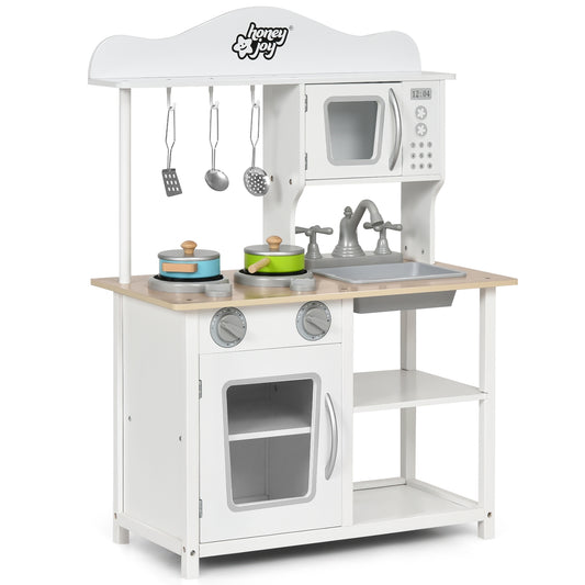 Wooden Pretend Play Kitchen Set for Kids with Accessories and Sink Kids Crystal