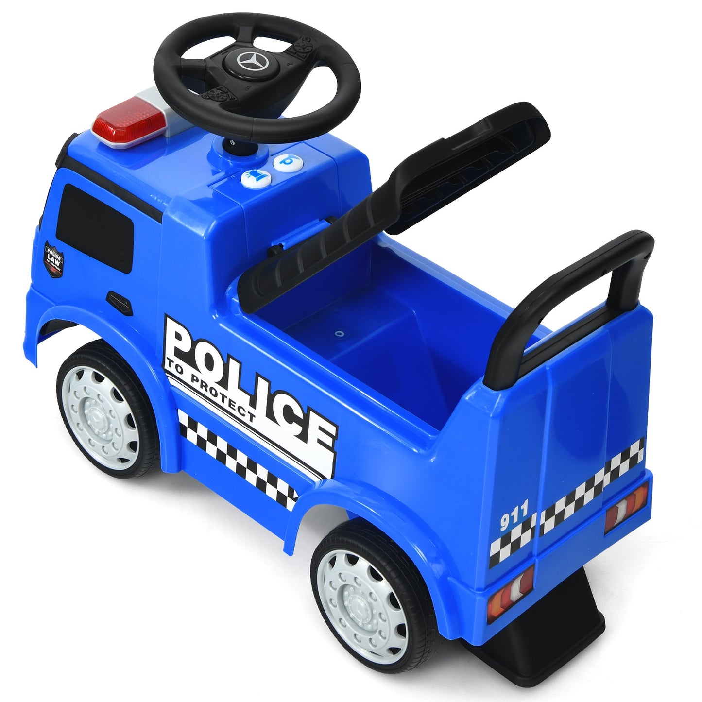 Mercedes Benz Kids Ride On Push Licensed Police Car-Blue Kids Crystal