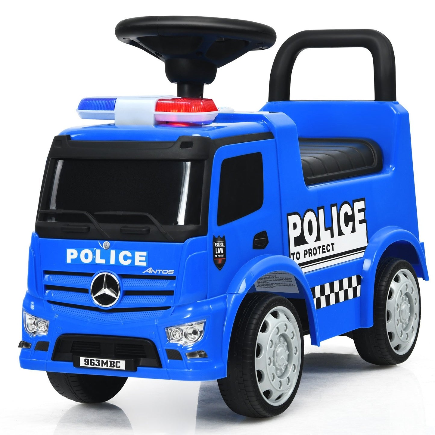 Mercedes Benz Kids Ride On Push Licensed Police Car-Blue Kids Crystal