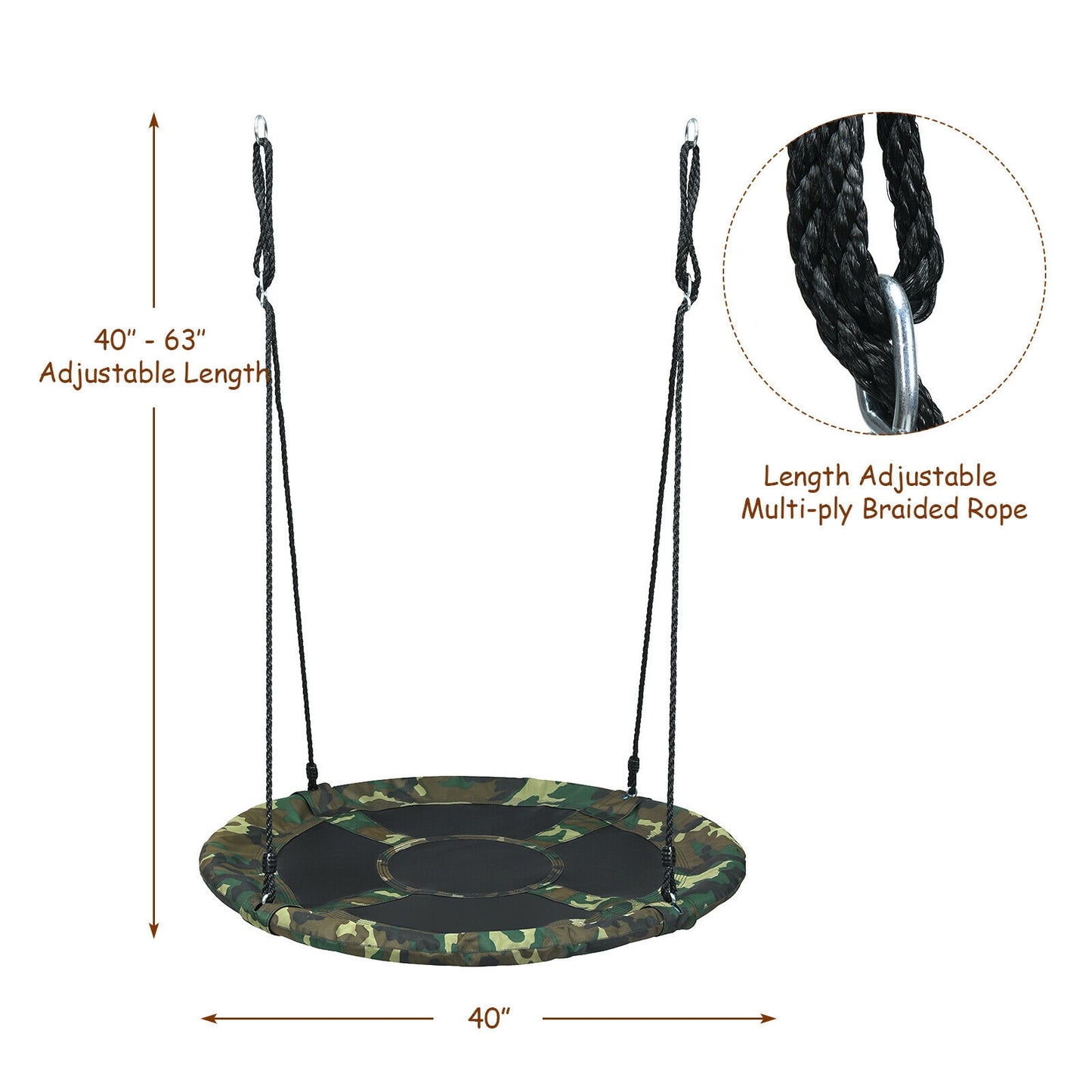 40 Inch Flying Saucer Tree Swing Outdoor Play Set with Adjustable Ropes Gift for Kids-Green Kids Crystal