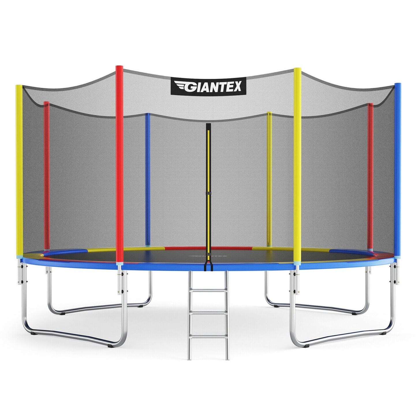 14 Feet Trampoline with Safety Enclosure Net and Ladder Outdoor for Kids Adults Kids Crystal