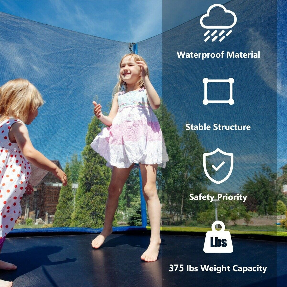 14 Feet Trampoline with Safety Enclosure Net and Ladder Outdoor for Kids Adults Kids Crystal