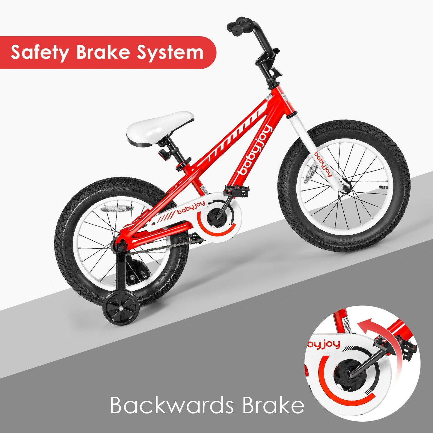 16 Inch Kids Bike Bicycle with Training Wheels for 5-8 Years Old Kids-Red Kids Crystal