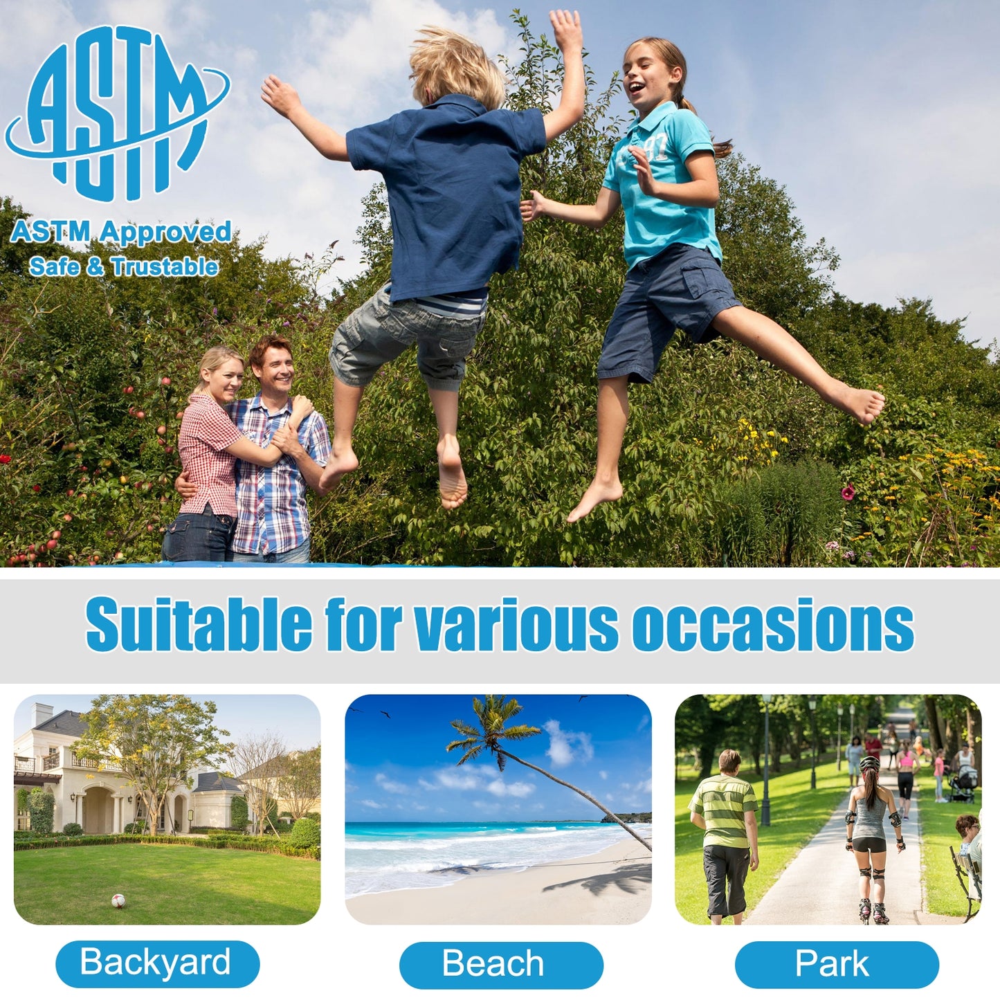 8/10/12/14/15/16Feet Outdoor Trampoline Bounce Combo with Safety Closure Net Ladder-15 ft Kids Crystal
