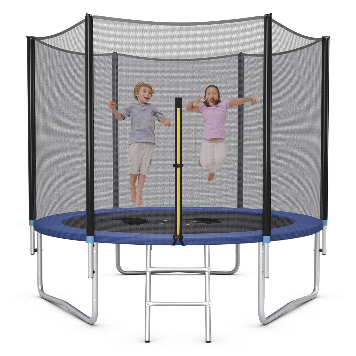 8/10/12/14/15/16Feet Outdoor Trampoline Bounce Combo with Safety Closure Net Ladder-10 ft Kids Crystal
