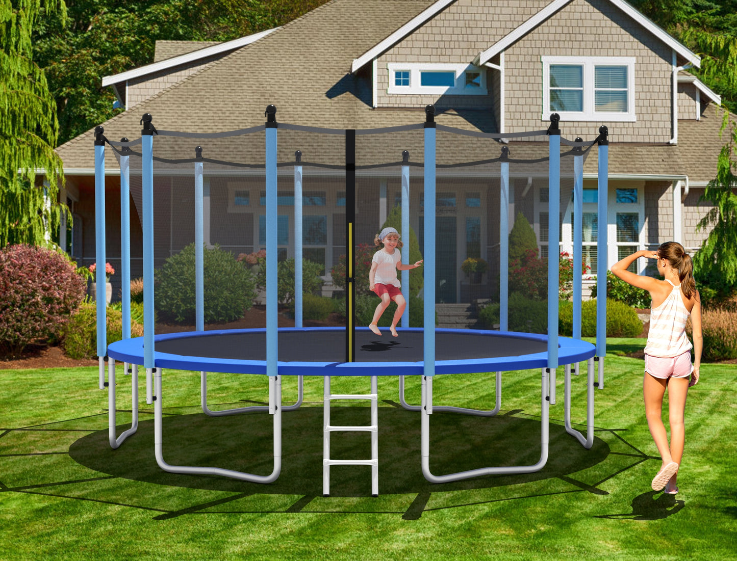 Outdoor Trampoline with Safety Closure Net-16 ft Kids Crystal