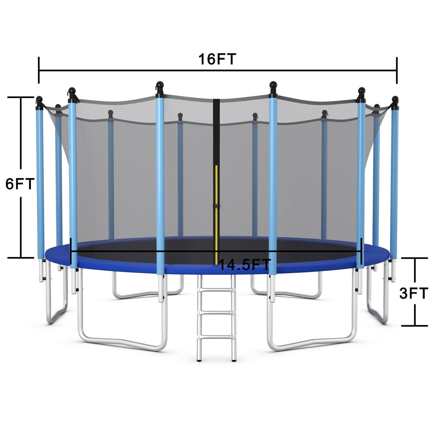 Outdoor Trampoline with Safety Closure Net-16 ft Kids Crystal