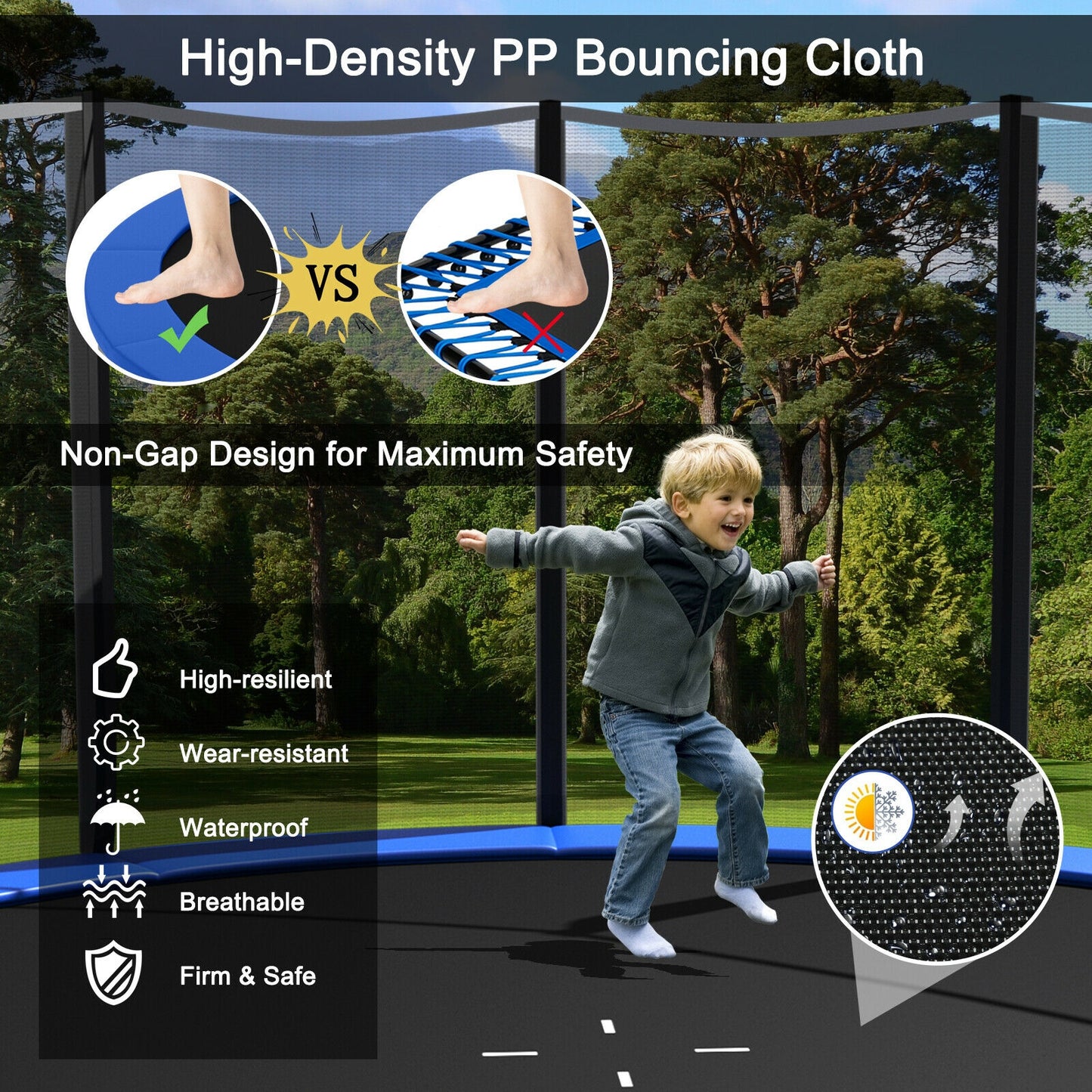 8/10/12/14/15/16 Feet Outdoor Trampoline Bounce Combo with Safety Closure Net Ladder-8 ft Kids Crystal