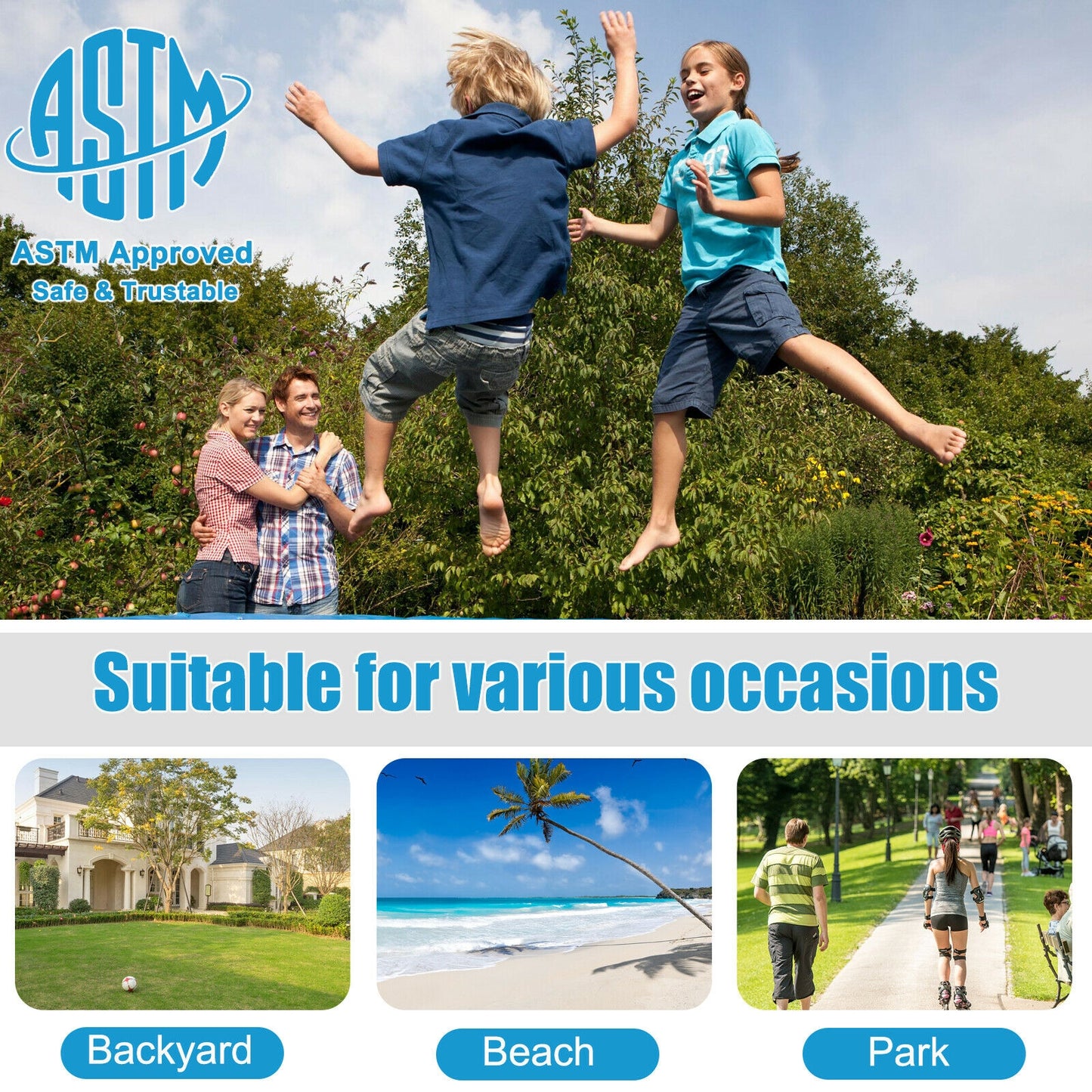 8/10/12/14/15/16 Feet Outdoor Trampoline Bounce Combo with Safety Closure Net Ladder-8 ft Kids Crystal