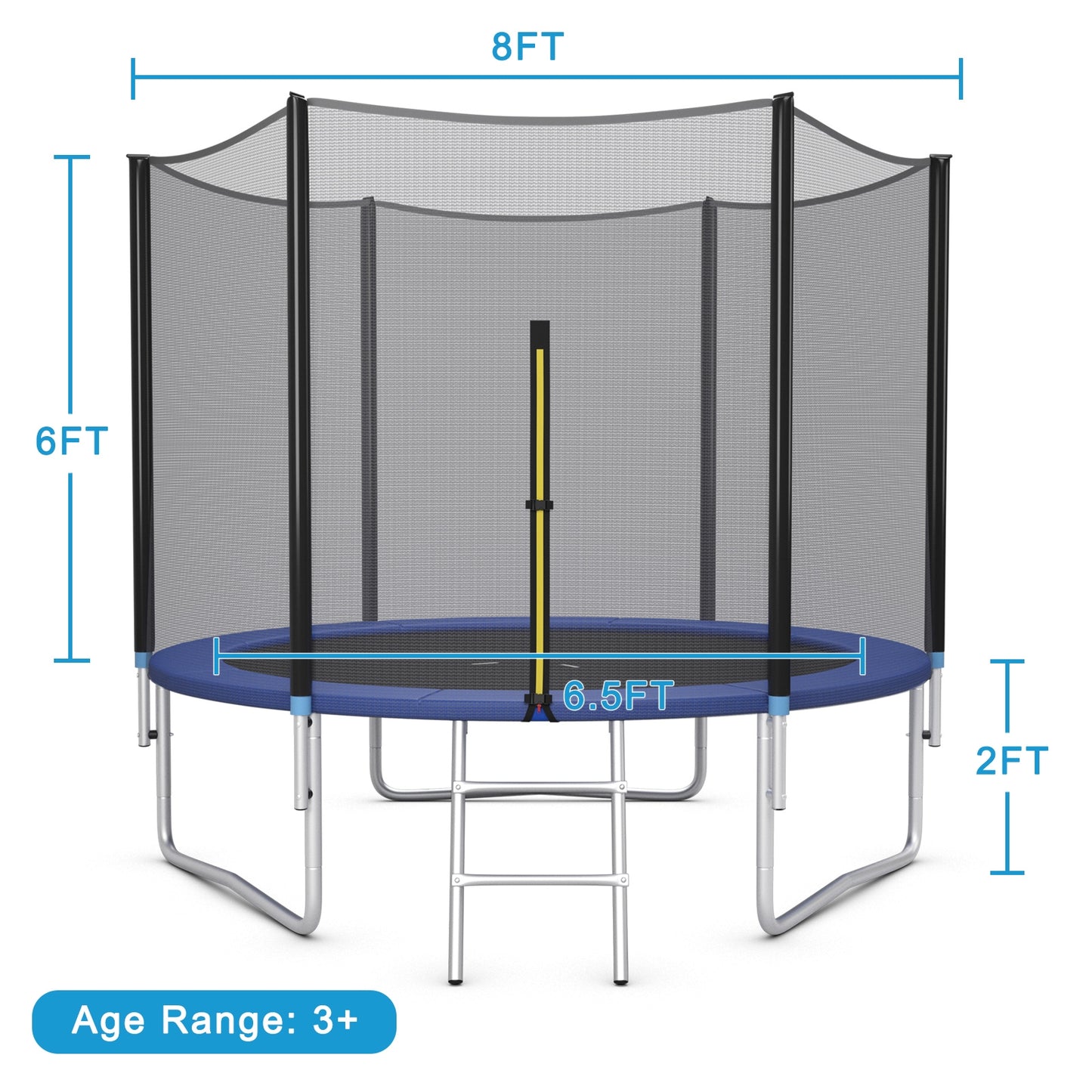 8/10/12/14/15/16 Feet Outdoor Trampoline Bounce Combo with Safety Closure Net Ladder-8 ft Kids Crystal
