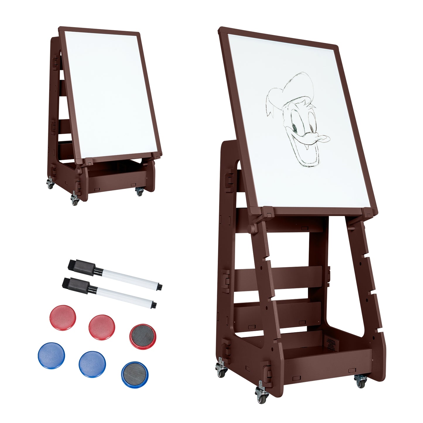 Multifunctional Kids' Standing Art Easel with Dry-Erase Board-Brown Kids Crystal