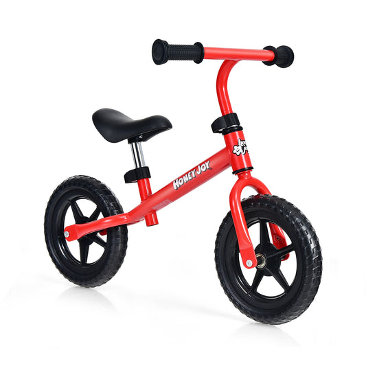 Kids No Pedal Balance Bike with Adjustable Handlebar and Seat-Red Kids Crystal