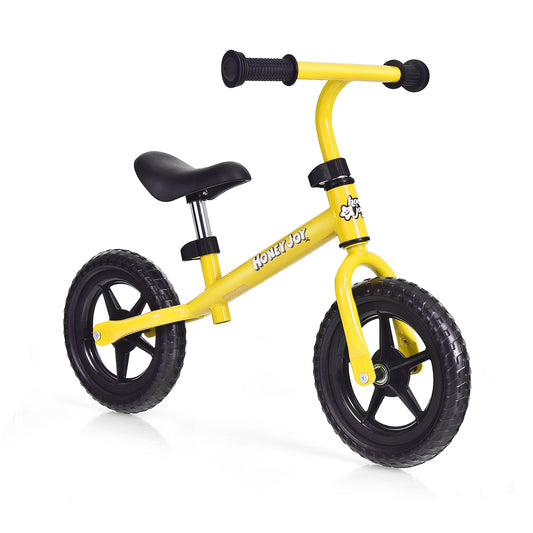 Kids No Pedal Balance Bike with Adjustable Handlebar and Seat-Yellow Kids Crystal