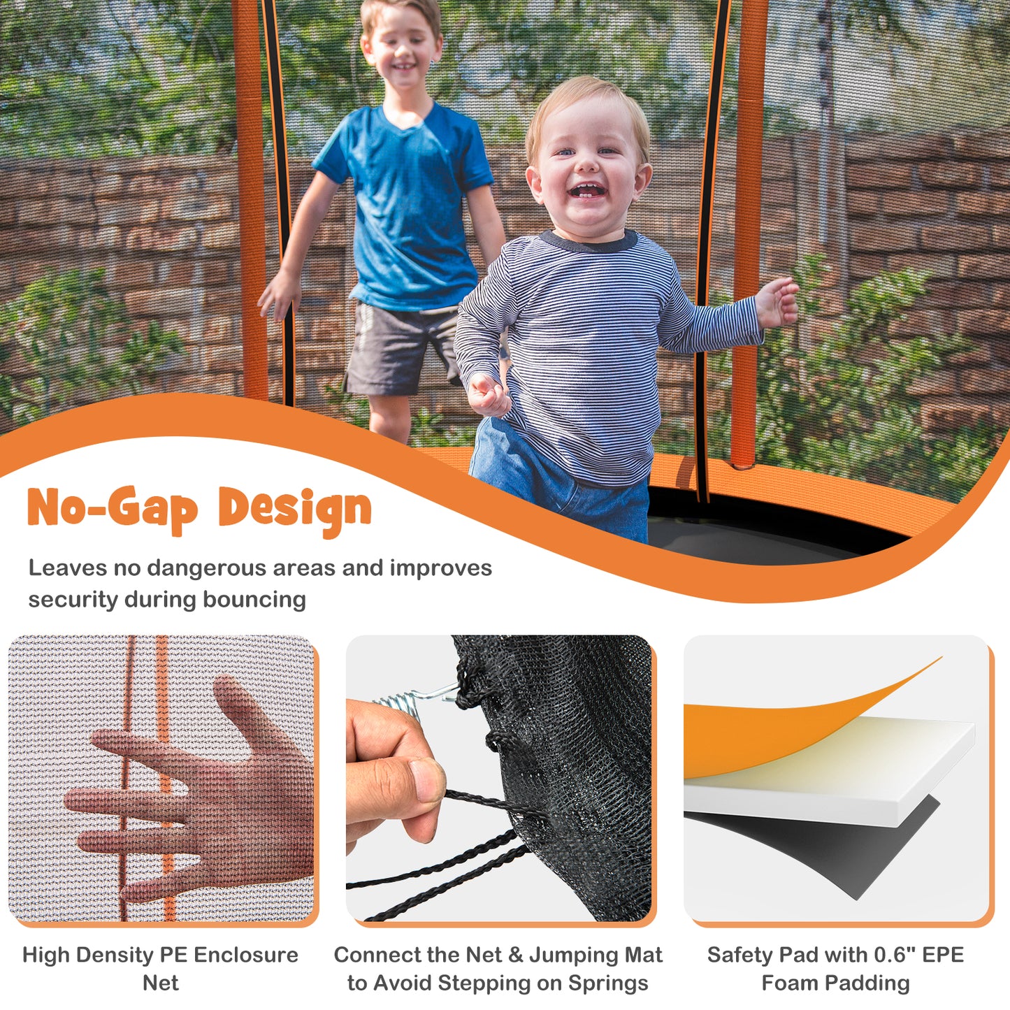 10 Feet Unique Flower Shape Trampoline with Galvanized Steel Frame-Orange Kids Crystal