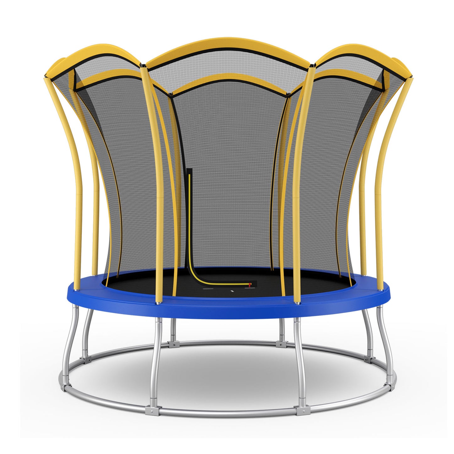 10 Feet Unique Flower Shape Trampoline with Galvanized Steel Frame-Yellow Kids Crystal