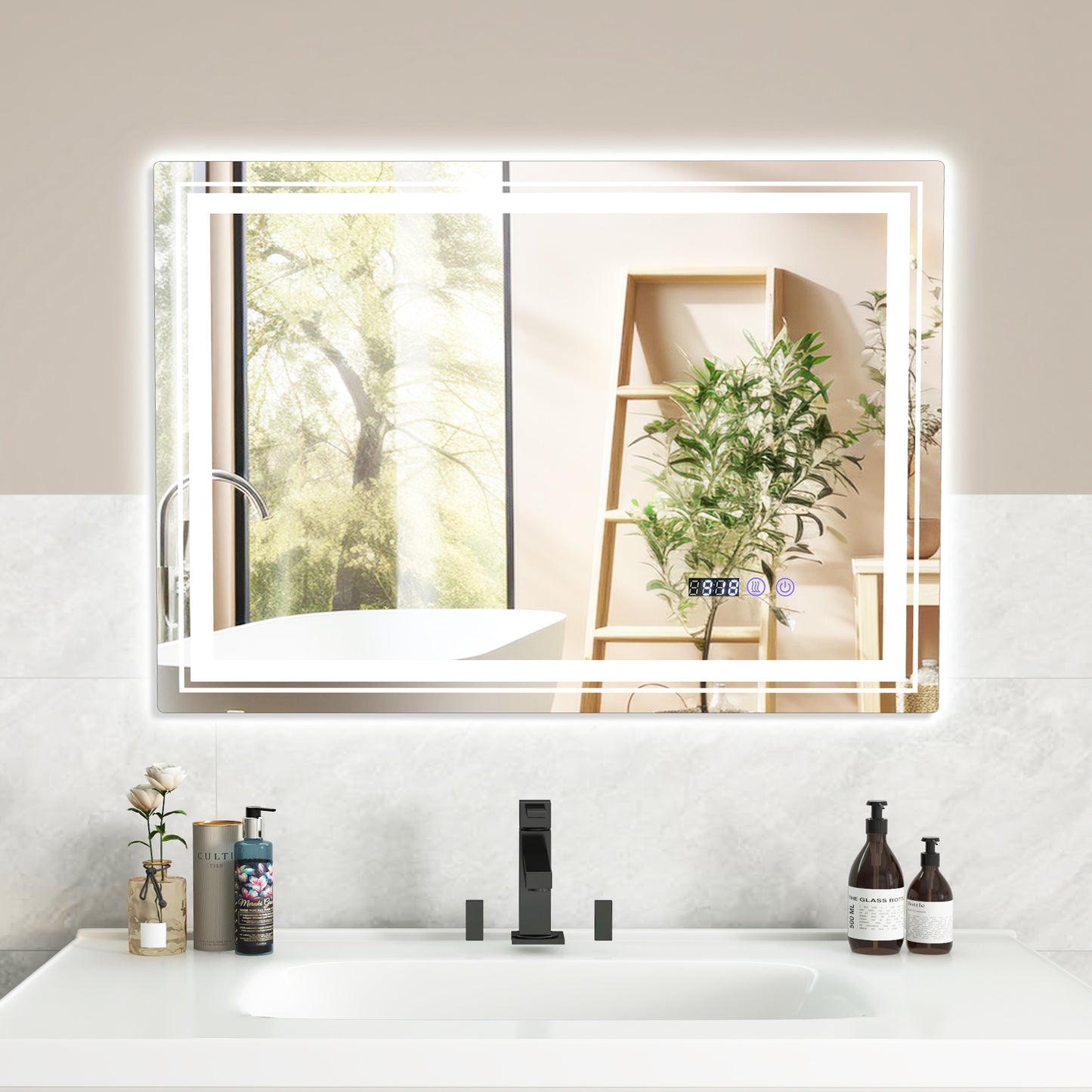 Defogging LED Bathroom Mirror with Memory Function and Anti-Fog-M Kids Crystal