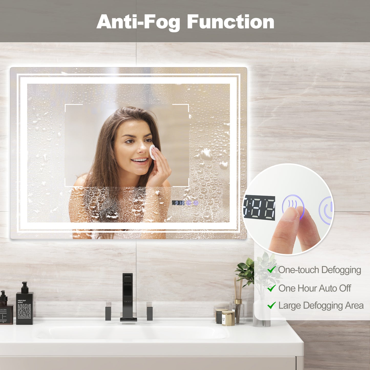 Defogging LED Bathroom Mirror with Memory Function and Anti-Fog-M Kids Crystal