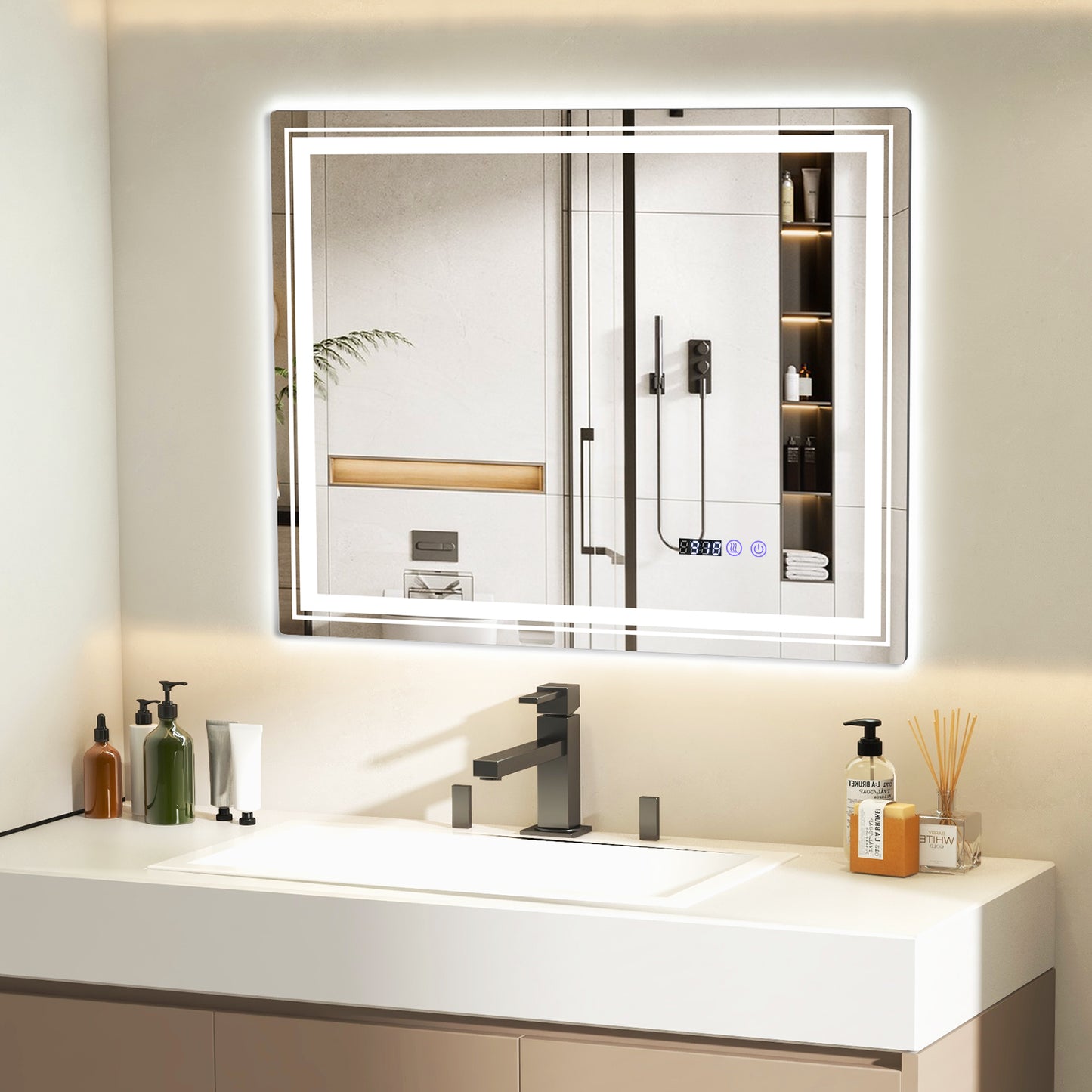 Defogging LED Bathroom Mirror with Memory Function and Anti-Fog-L Kids Crystal