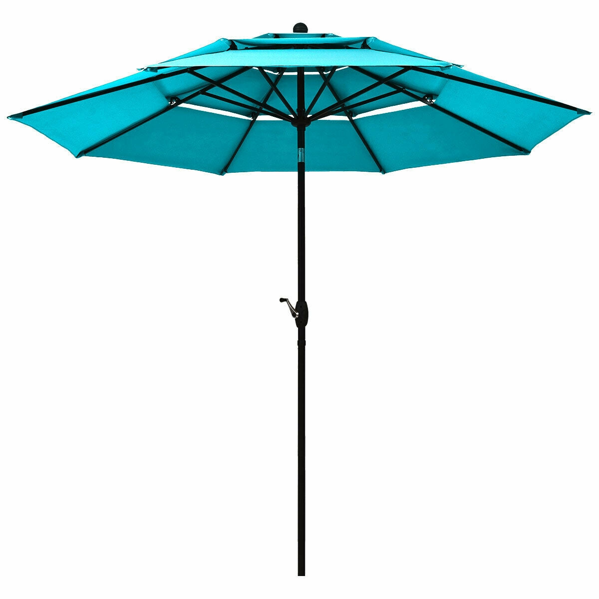 10ft 3 Tier Outdoor Patio Umbrella with Double Vented-Turquoise Kids Crystal