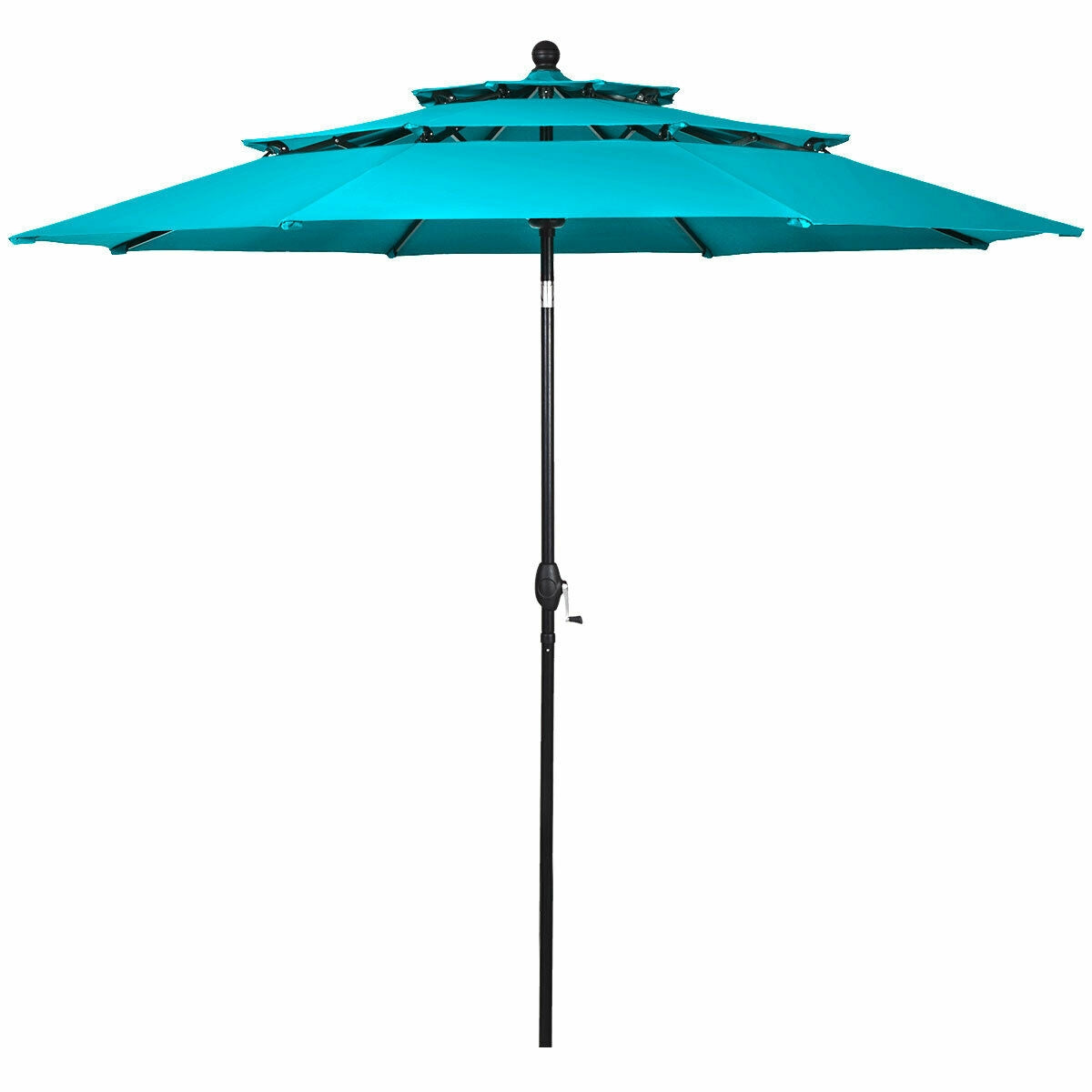 10ft 3 Tier Outdoor Patio Umbrella with Double Vented-Turquoise Kids Crystal