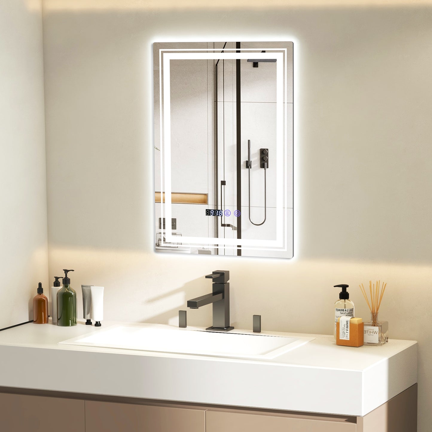 Defogging LED Bathroom Mirror with Memory Function and Anti-Fog-S Kids Crystal