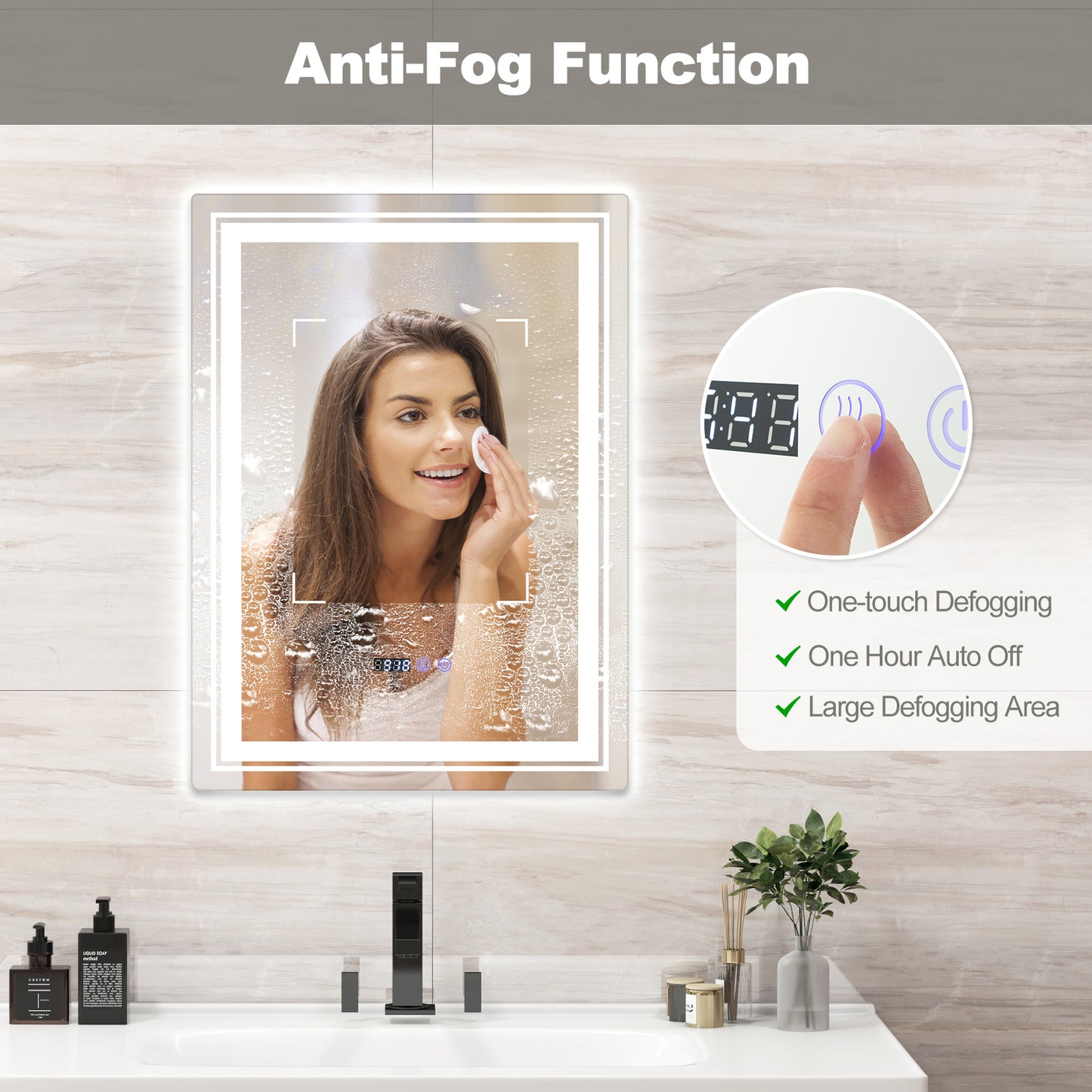 Defogging LED Bathroom Mirror with Memory Function and Anti-Fog-S Kids Crystal