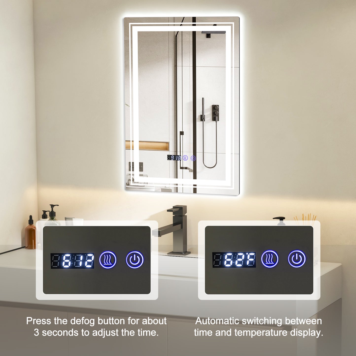 Defogging LED Bathroom Mirror with Memory Function and Anti-Fog-S Kids Crystal