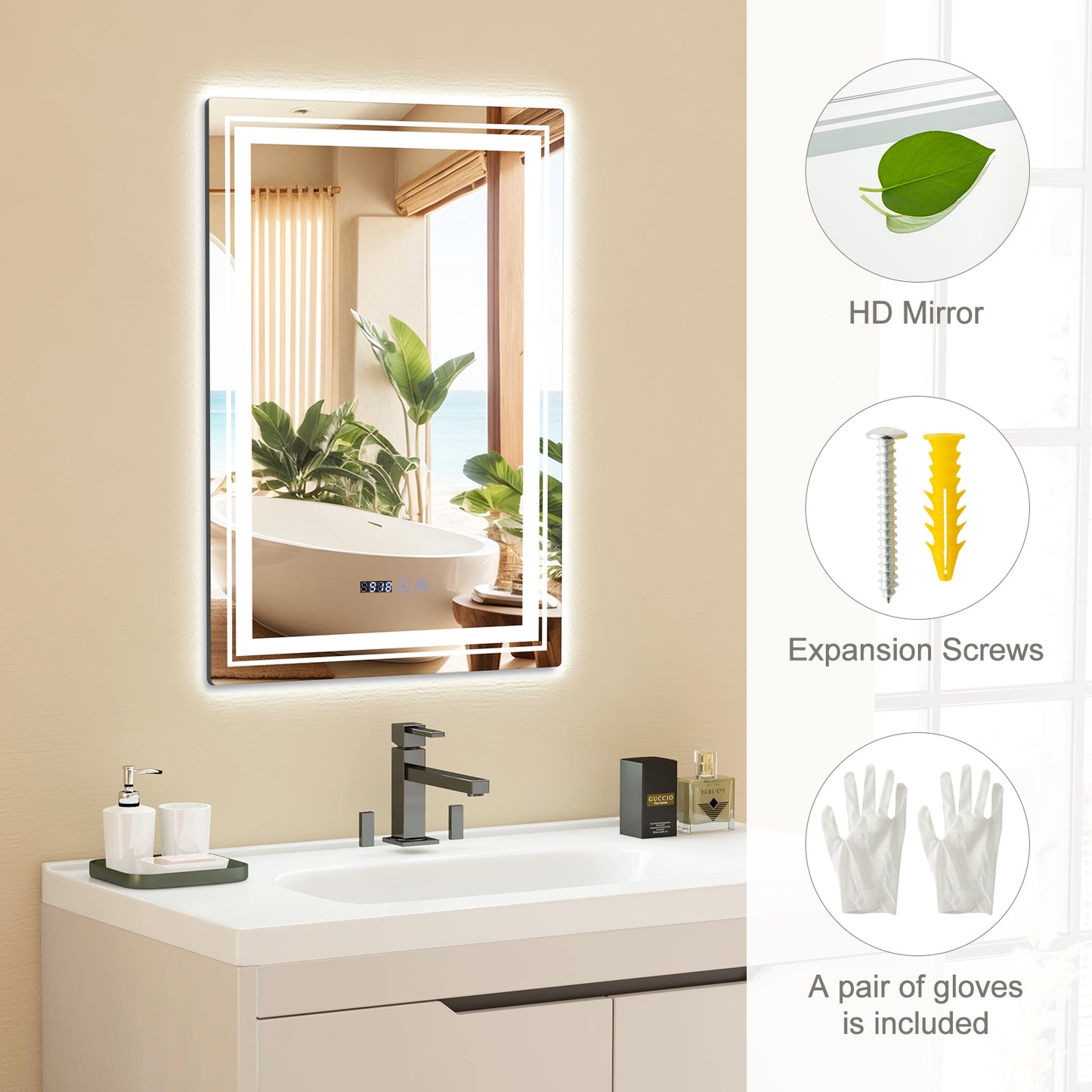 Defogging LED Bathroom Mirror with Memory Function and Anti-Fog-S Kids Crystal