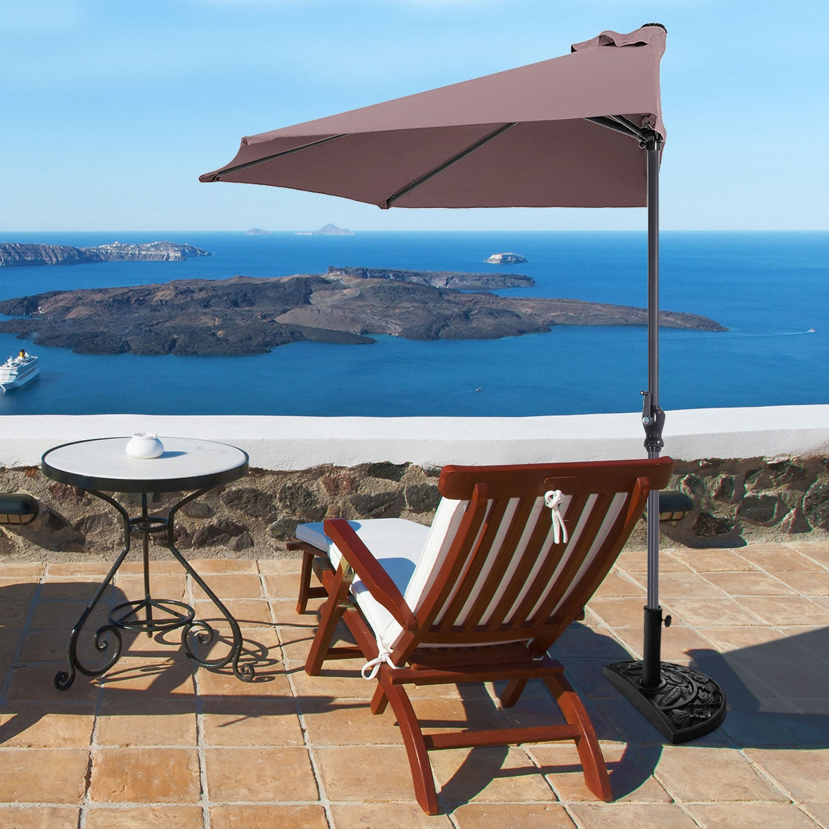9' Half Round Patio Umbrella Sunshade without Weight Base Kids Crystal