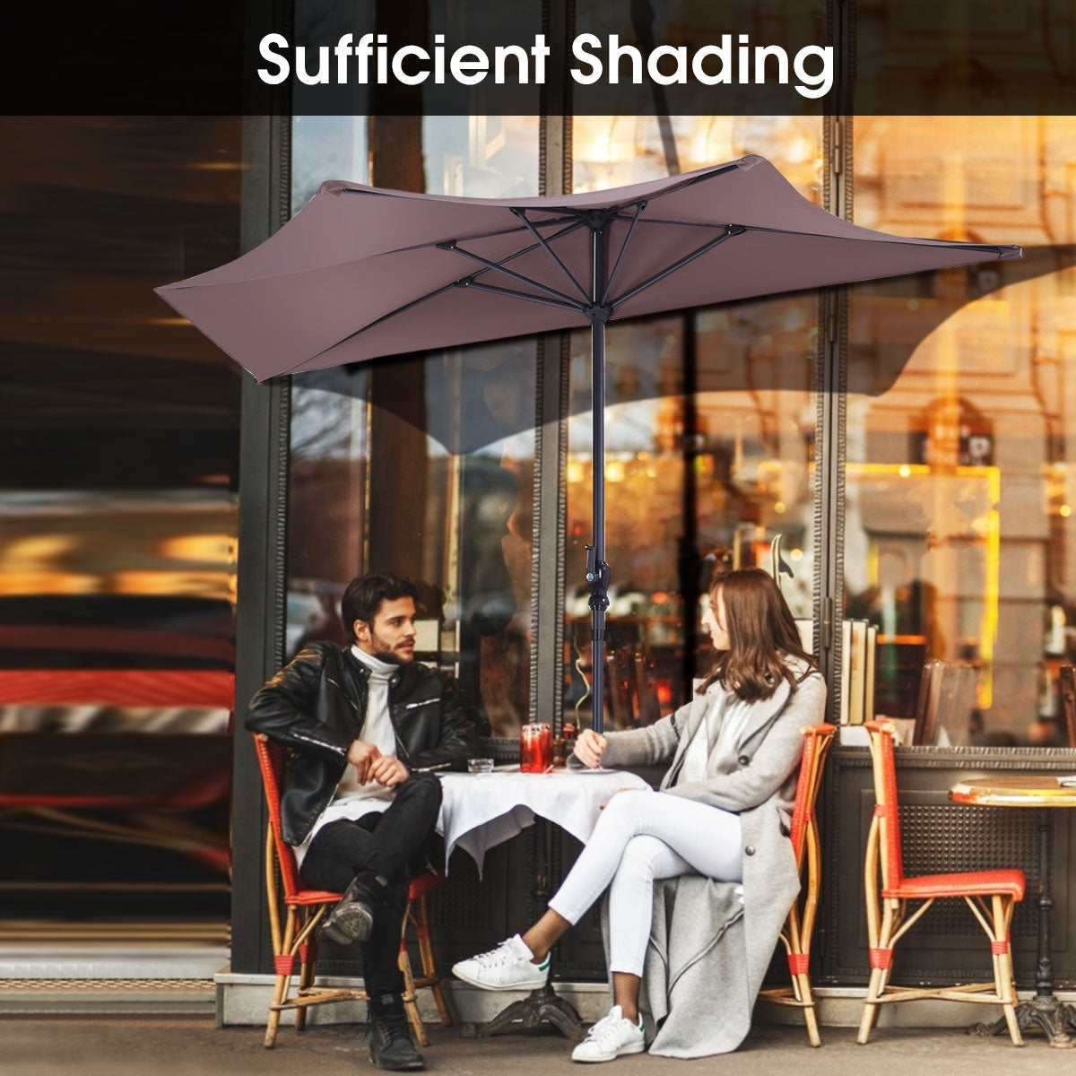 9' Half Round Patio Umbrella Sunshade without Weight Base Kids Crystal
