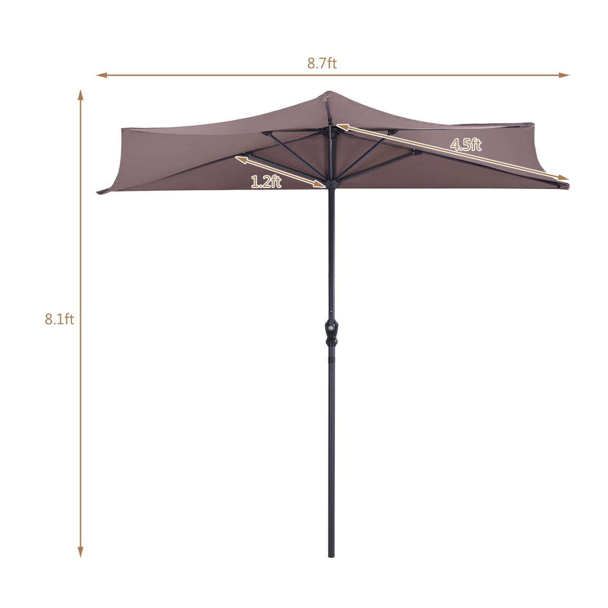 9' Half Round Patio Umbrella Sunshade without Weight Base Kids Crystal