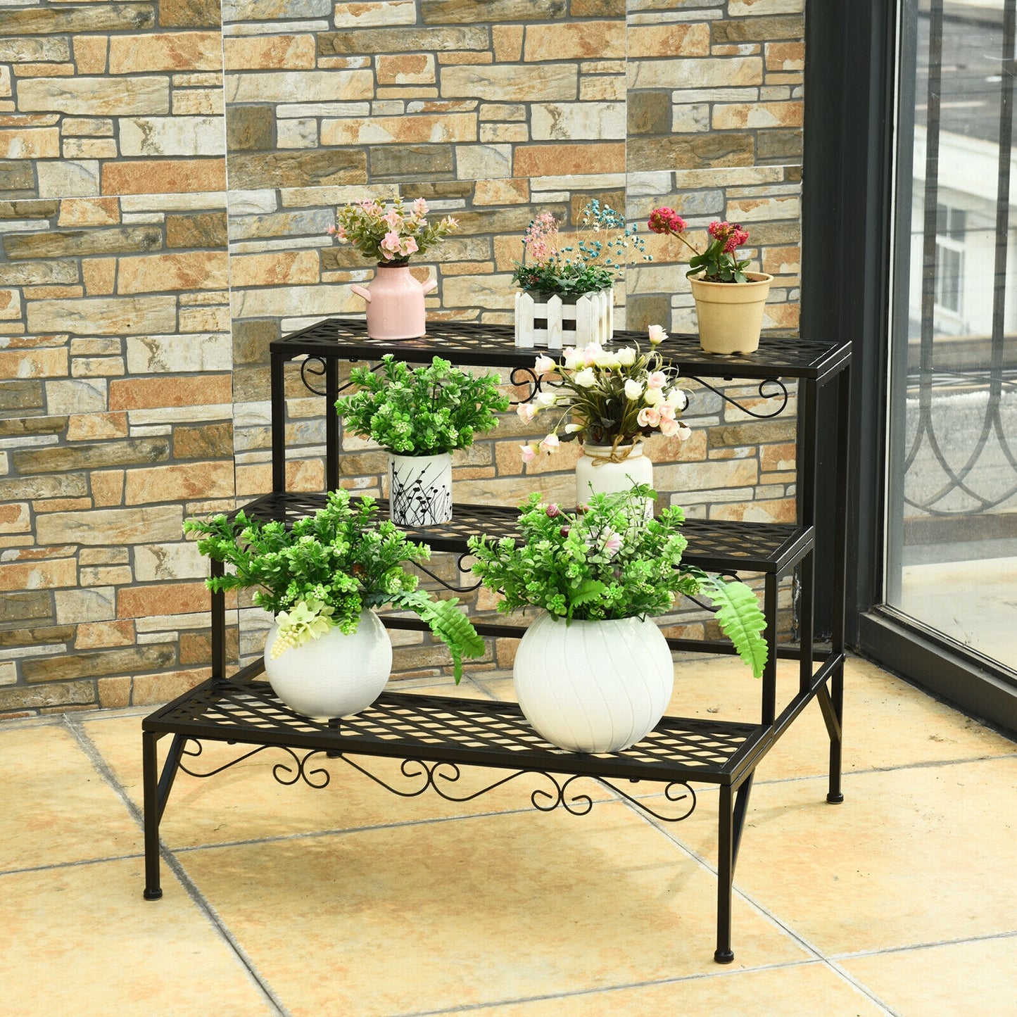 3 Tiers Metal Decorative Plant Stand Kids Crystal