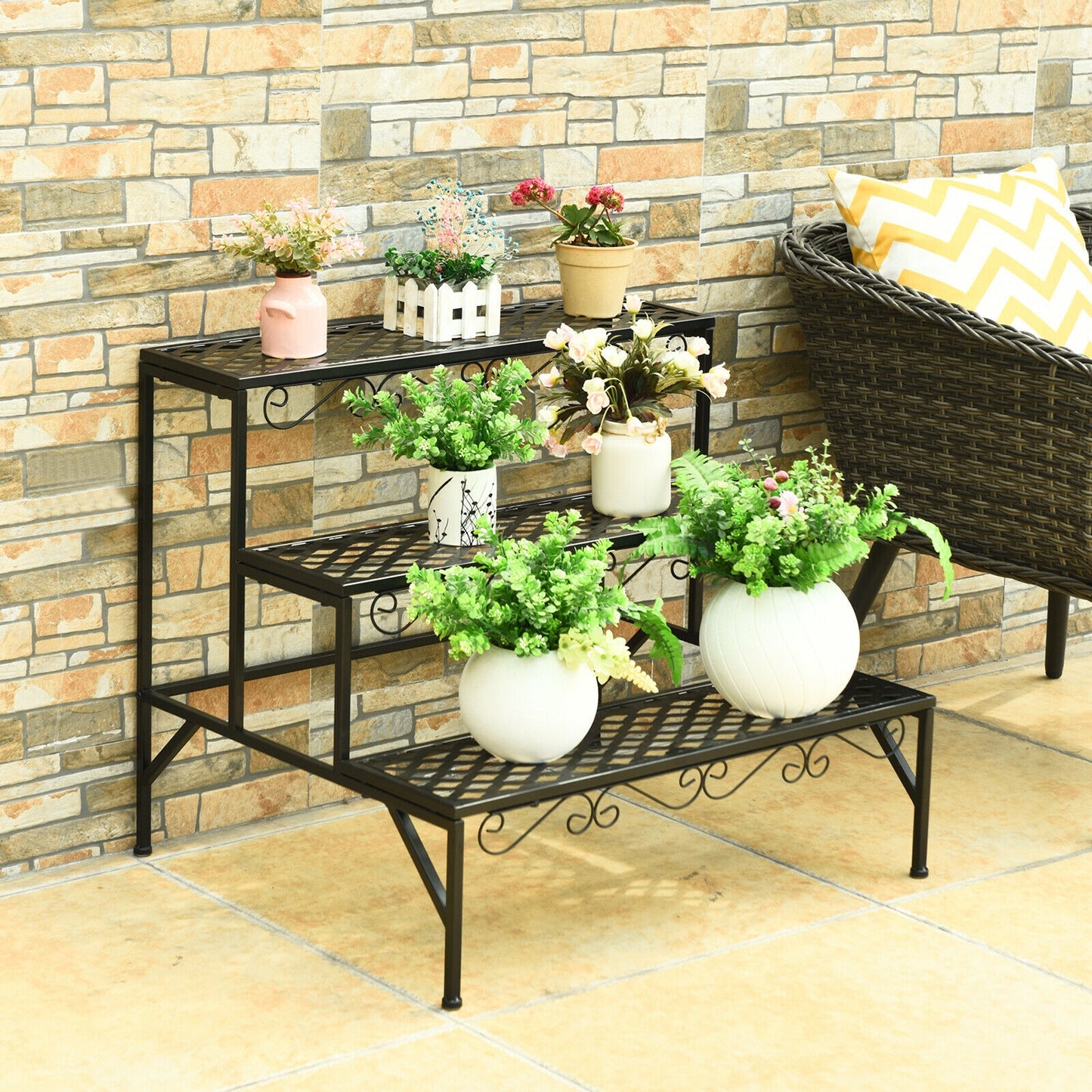 3 Tiers Metal Decorative Plant Stand Kids Crystal