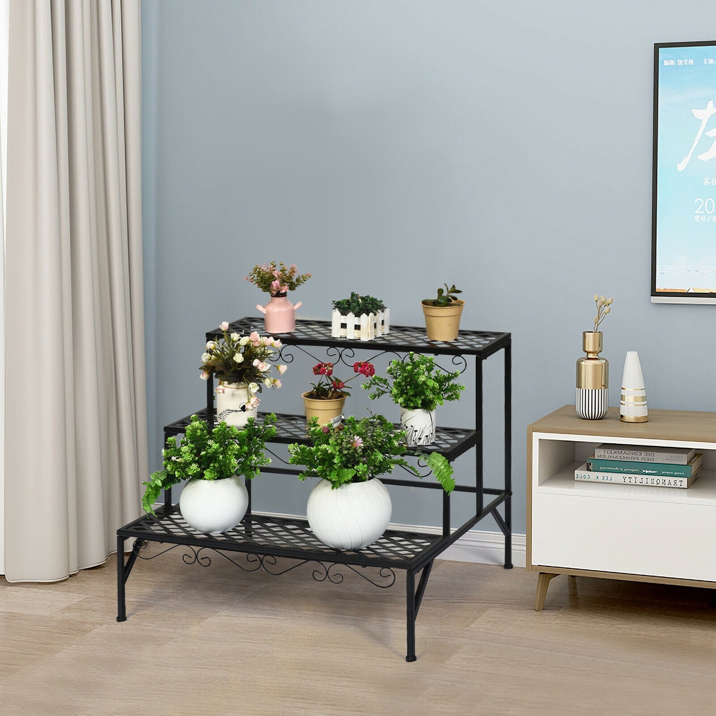 3 Tiers Metal Decorative Plant Stand Kids Crystal