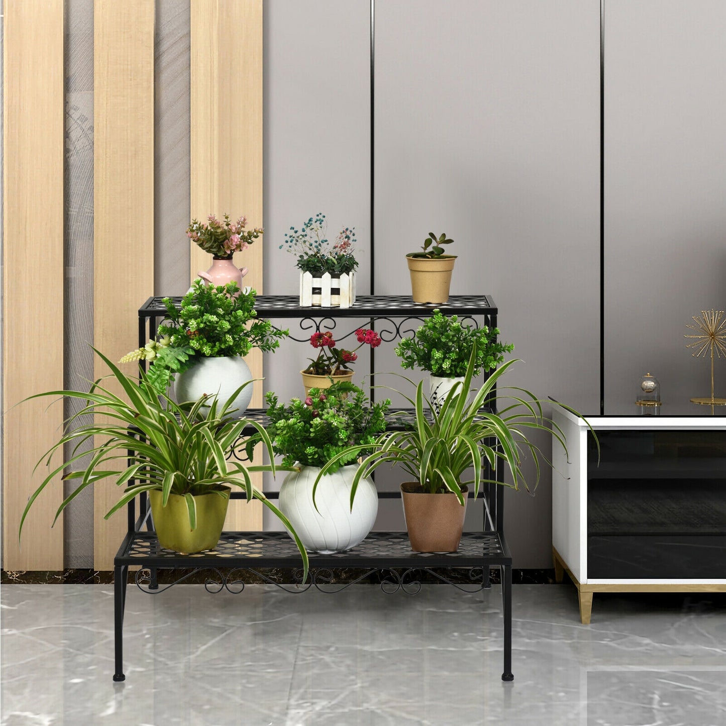 3 Tiers Metal Decorative Plant Stand Kids Crystal