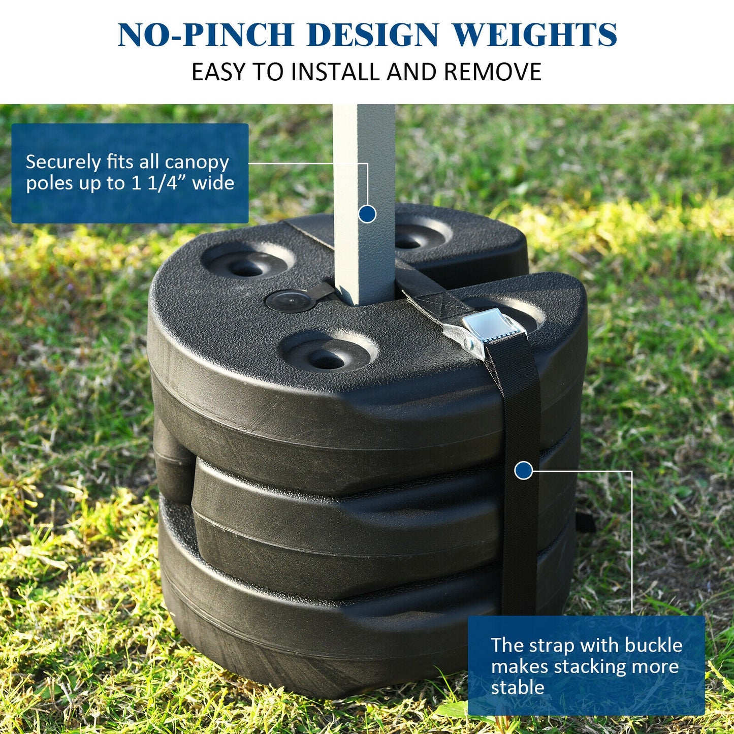 Set of 8 Canopy Weights 40lbs Weight Plate Kit with No-Pinch Design Kids Crystal