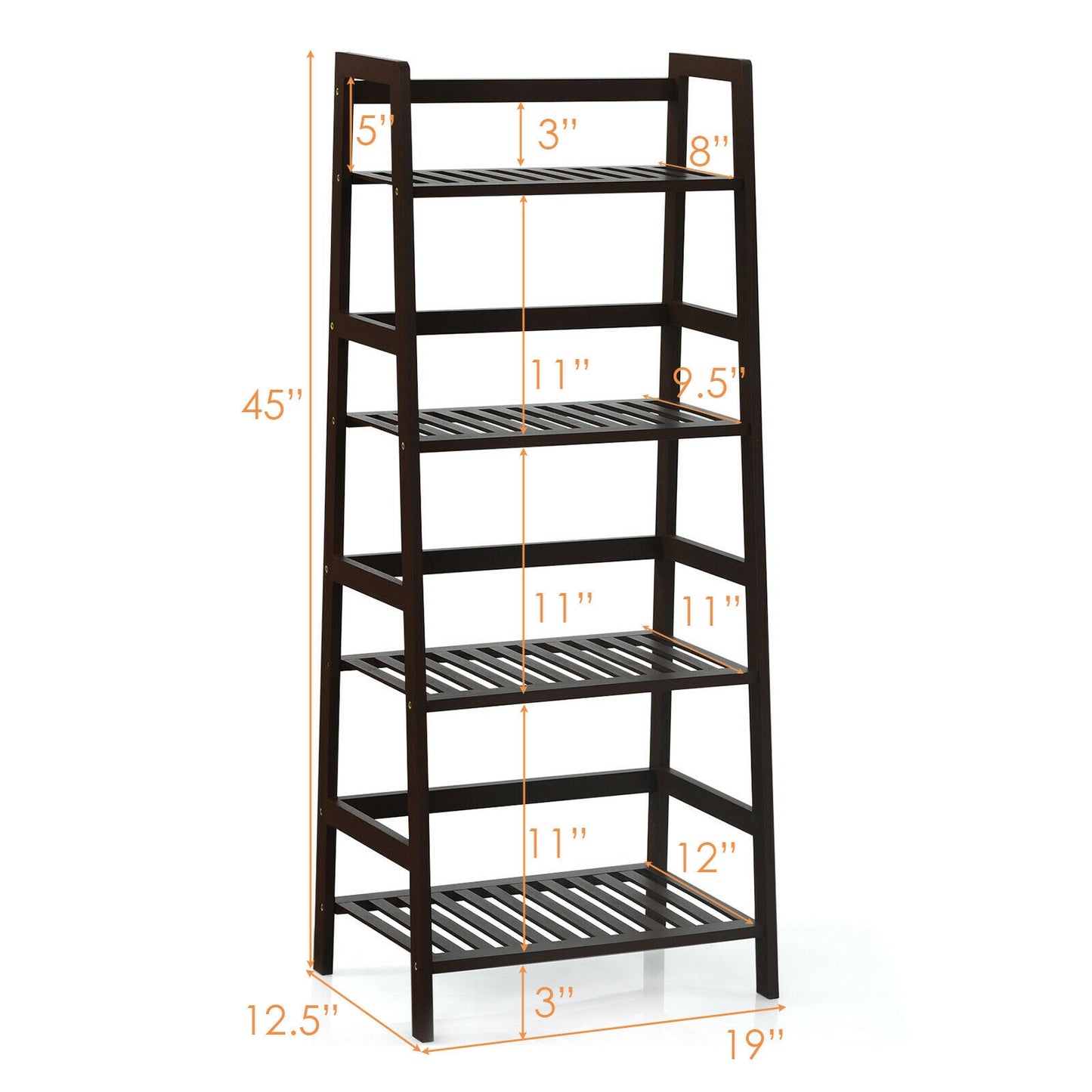 4-Tier Bamboo Plant Rack with Guardrails Stable and Space-Saving-Brown Kids Crystal