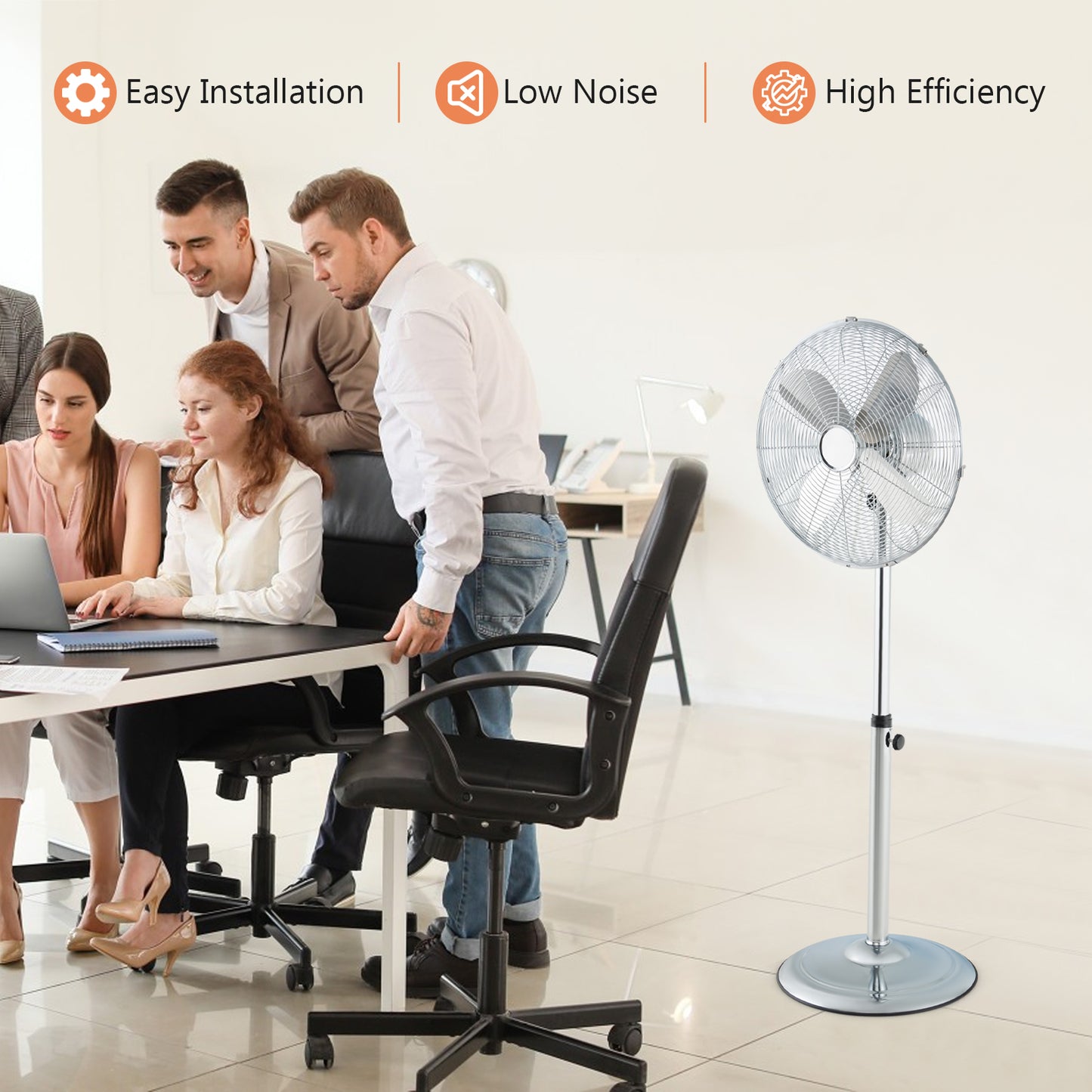 16 Inch Pedestal Standing Fan Oscillating Pedestal Fan with 3 Speeds and Adjustable Height-Silver Kids Crystal